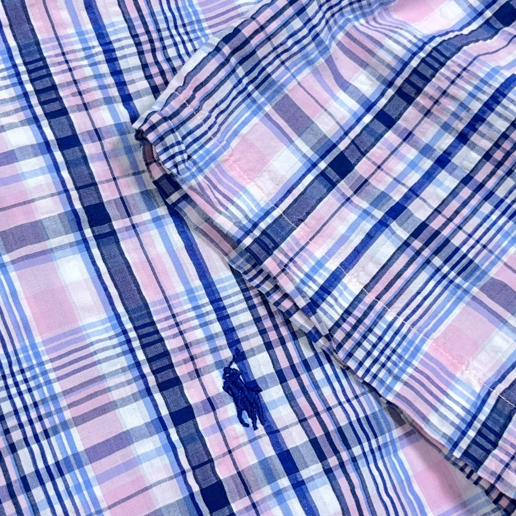 Ralph Lauren Ralph Lauren Shirt Men L Pink Blue Button-Up Seersucker Plaid Camp Cardigan? Size US L / EU 52-54 / 3 - 5 Thumbnail