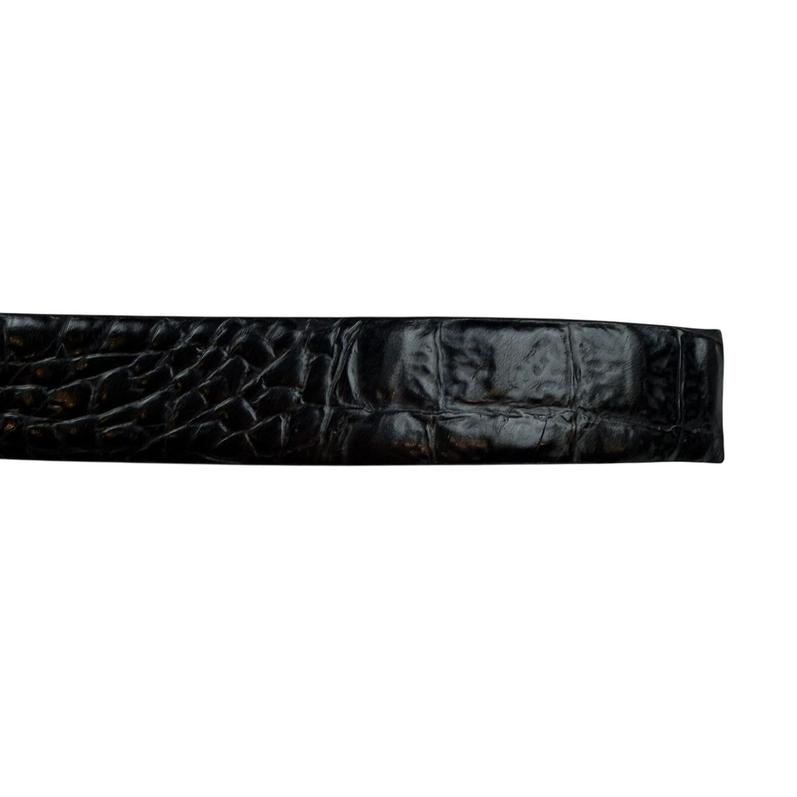 Other Avanti Black Croc Embossed Leather Belt Size 44 Needs Buckle Size 42 - 4 Thumbnail