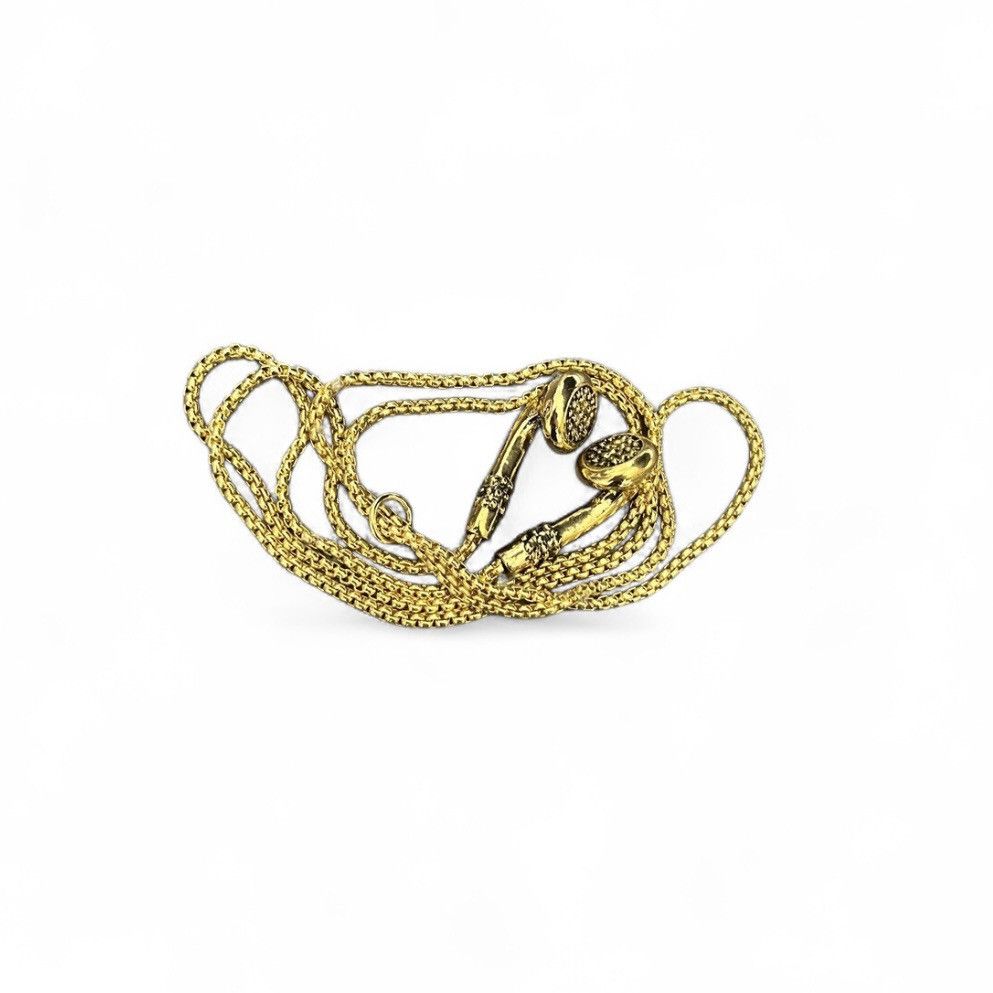 Japanese Brand Vintage Headphones Gold Airpods Necklace Hip Hop Jewelry Size ONE SIZE - 2 Thumbnail