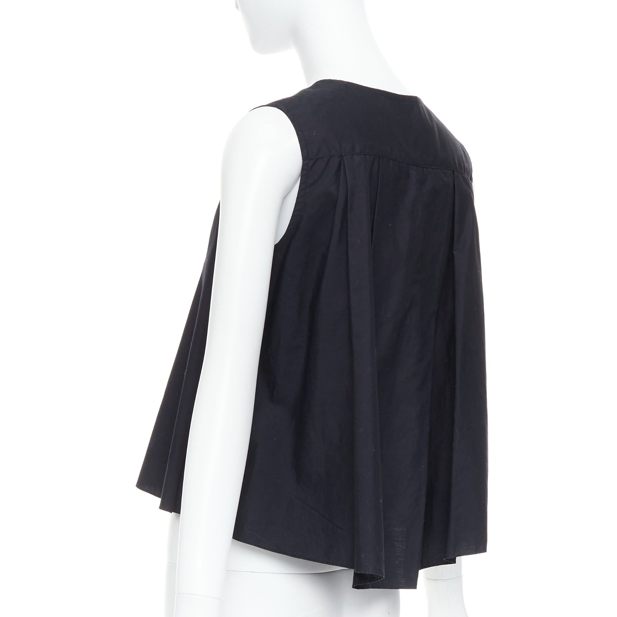 Noir Kei Ninomiya NOIR KEI NINOMIYA 2016 black cotton concealed button front tank flared top S Size S / US 4 / IT 40 - 1 Thumbnail