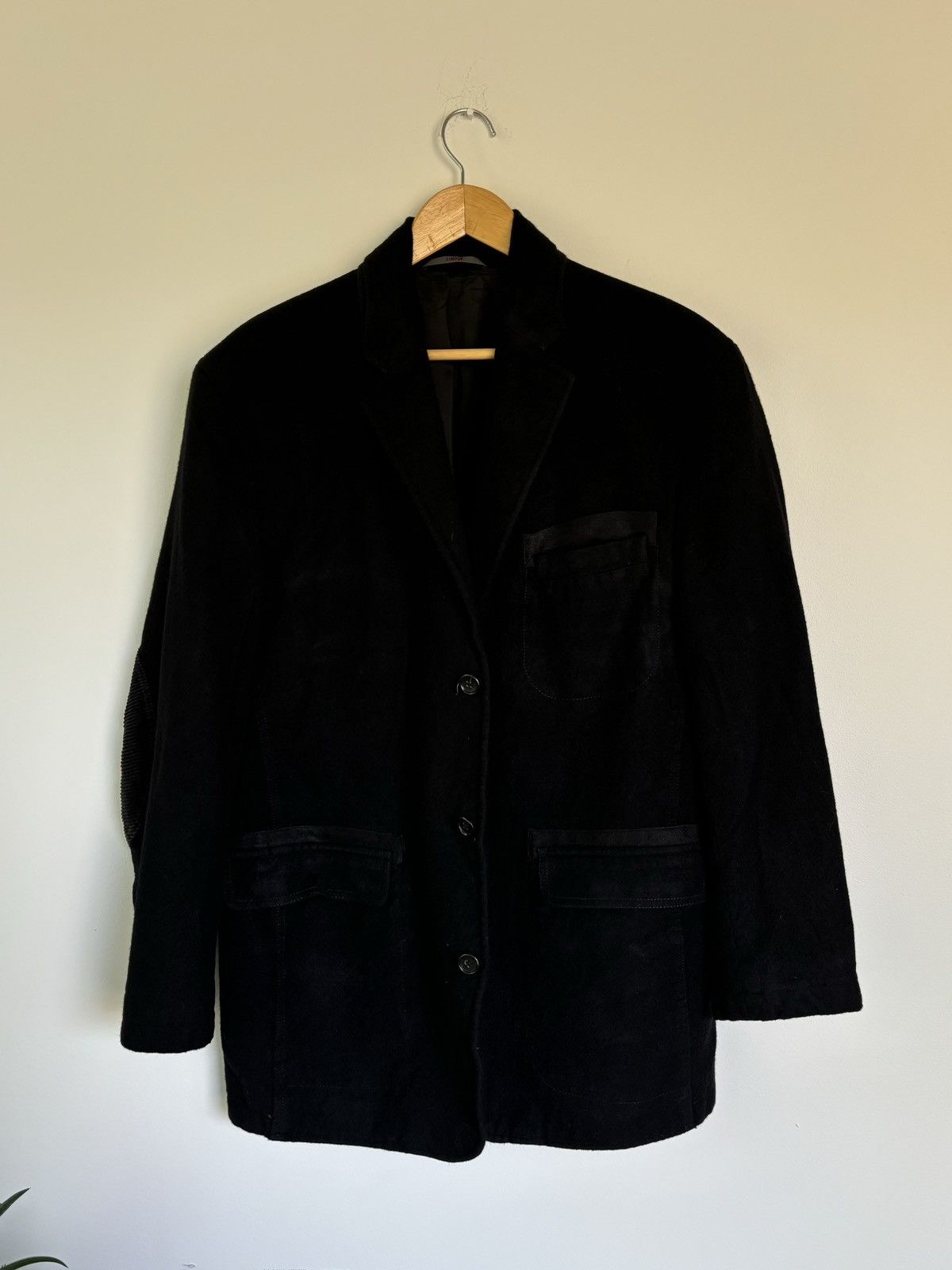 Designer × Other Clinique Black Wool Sports Coat 3 Button Blazer Corduroy 52 Size 44S - 10 Thumbnail