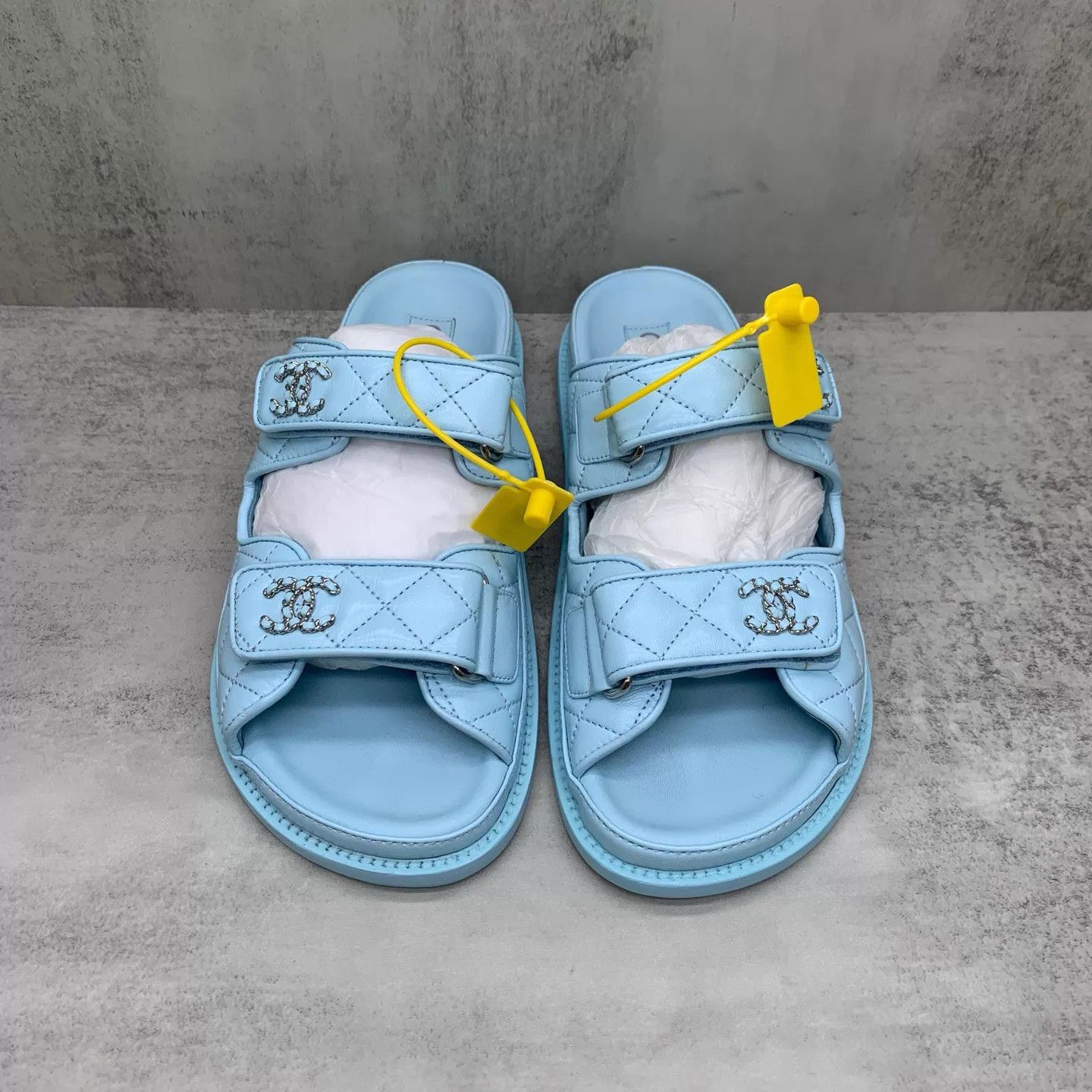 Chanel Chanel Blue Double C Velcro Sandals 37 Size US 6.5 / IT 36.5 - 4 Thumbnail