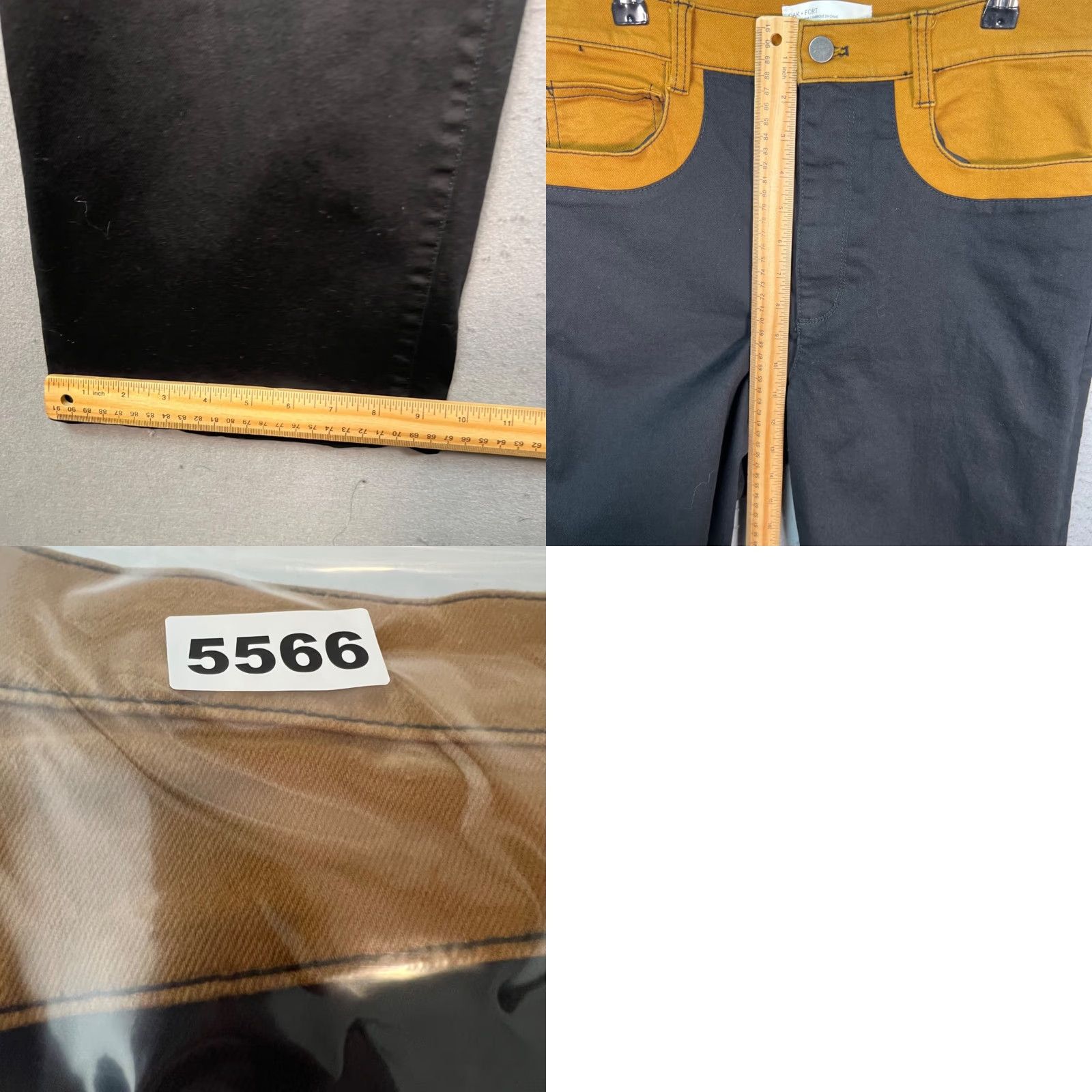 Oak + Fort Oak + Fort Pants Women Adult 8 High-Waisted Cotton Blend Straight Leg Black Mustard 31in Inseam Chino 2-Tone Vintage/98s? Size 30" / US 8 / IT 44 - 8 Thumbnail