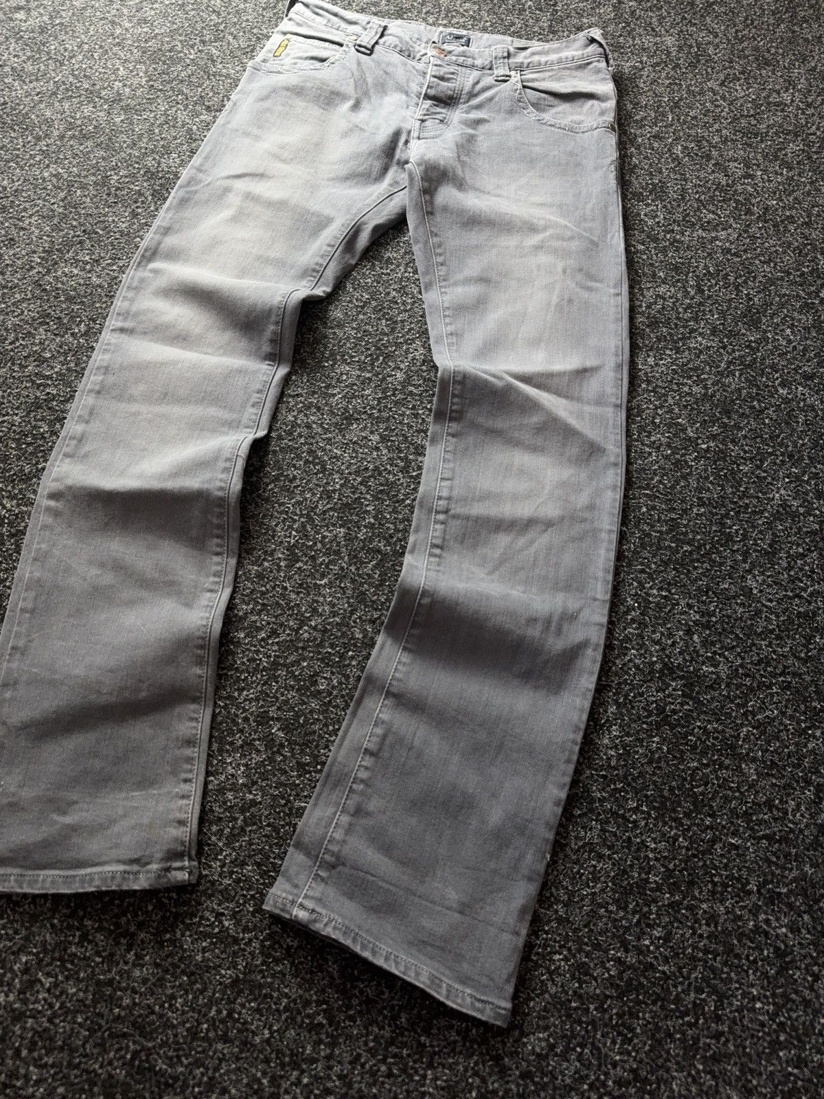 Armani 00s Armani Jeans AJ Distressed Faded Grey Slim Y2K Denim Size 28" / US 6 / IT 42 - 3 Thumbnail