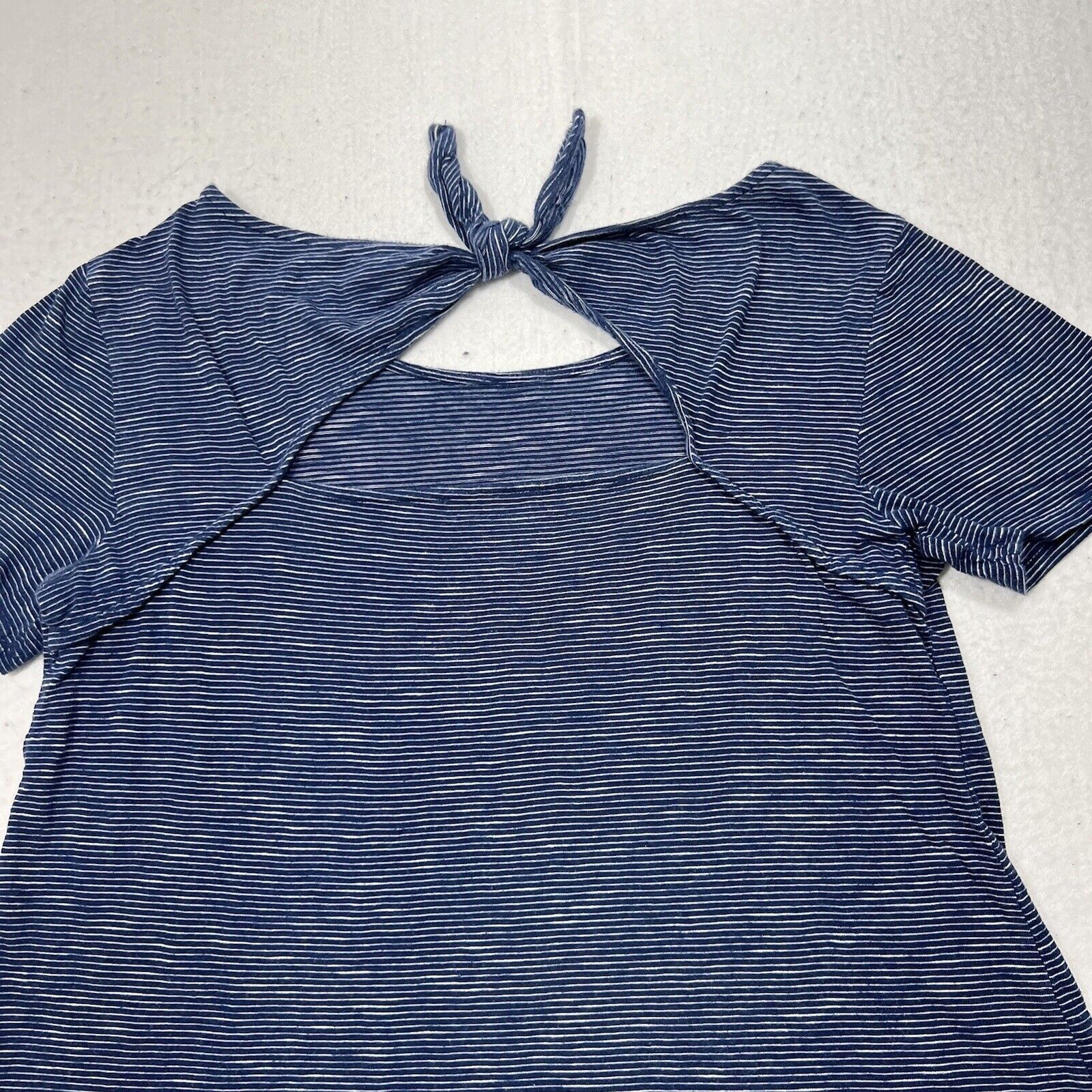 Loft Ann Taylor Loft Outlet Striped Short Sleeve Tie T Shirt Top Size S / US 4 / IT 40 - 10 Thumbnail