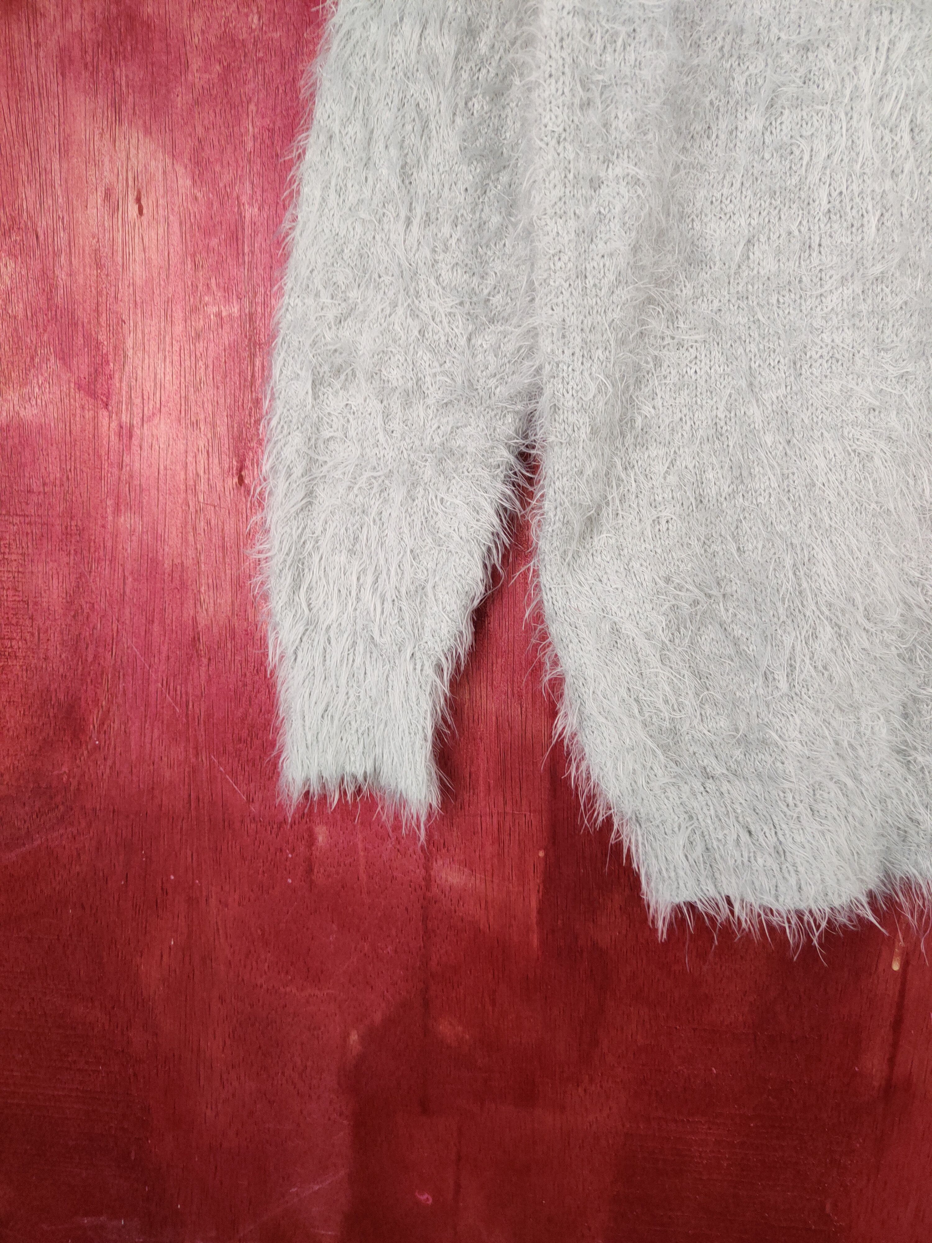 Aran Isles Knitwear Shoo La Rue Gray Shag Shaggy Fur Mohair Knitwear #S2063 Size M / US 6-8 / IT 42-44 - 4 Thumbnail