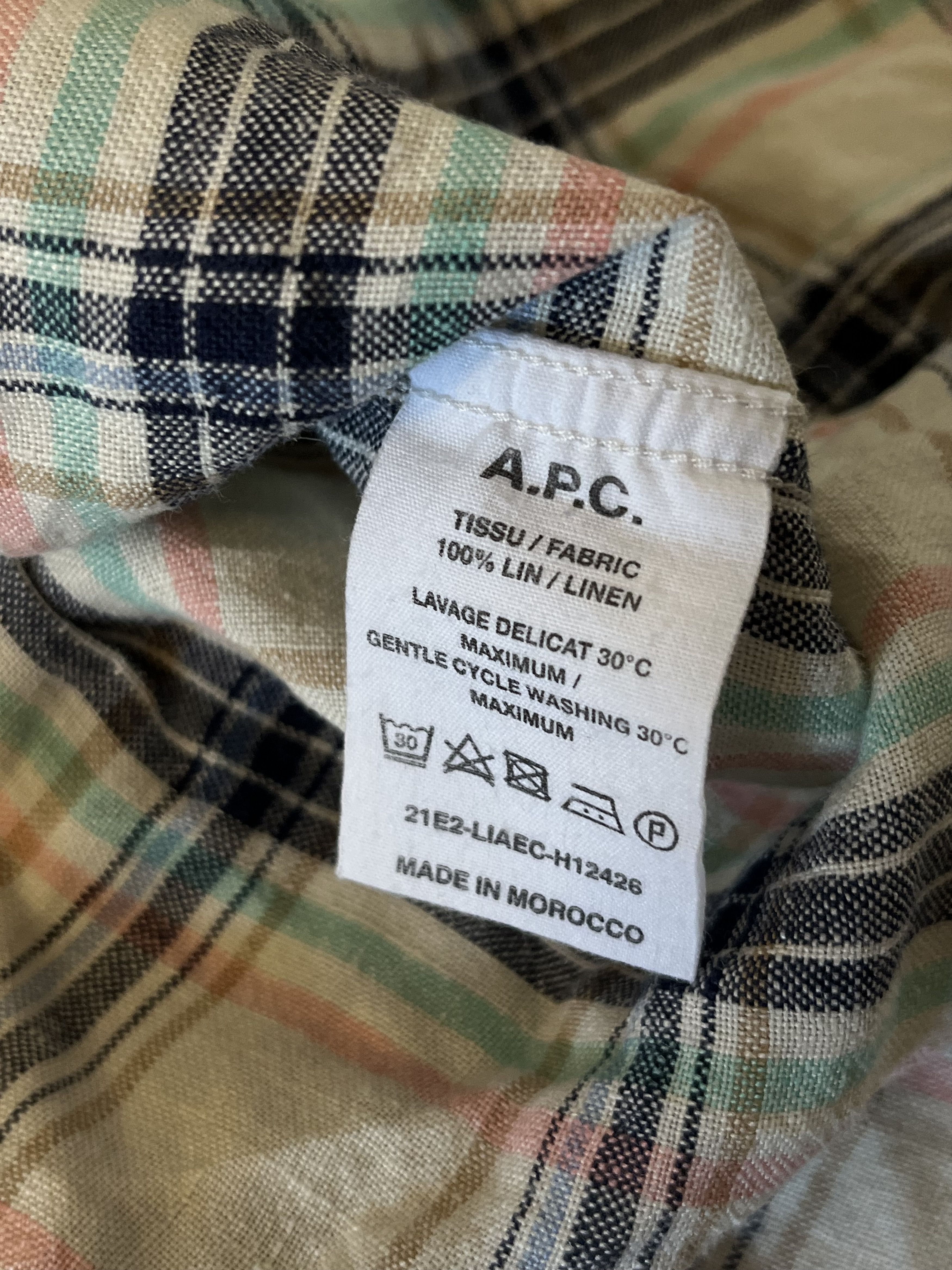 A.P.C. × Designer A.P.C Checked Beige Summer Linen Shirt Size US M / EU 48-50 / 2 - 5 Thumbnail