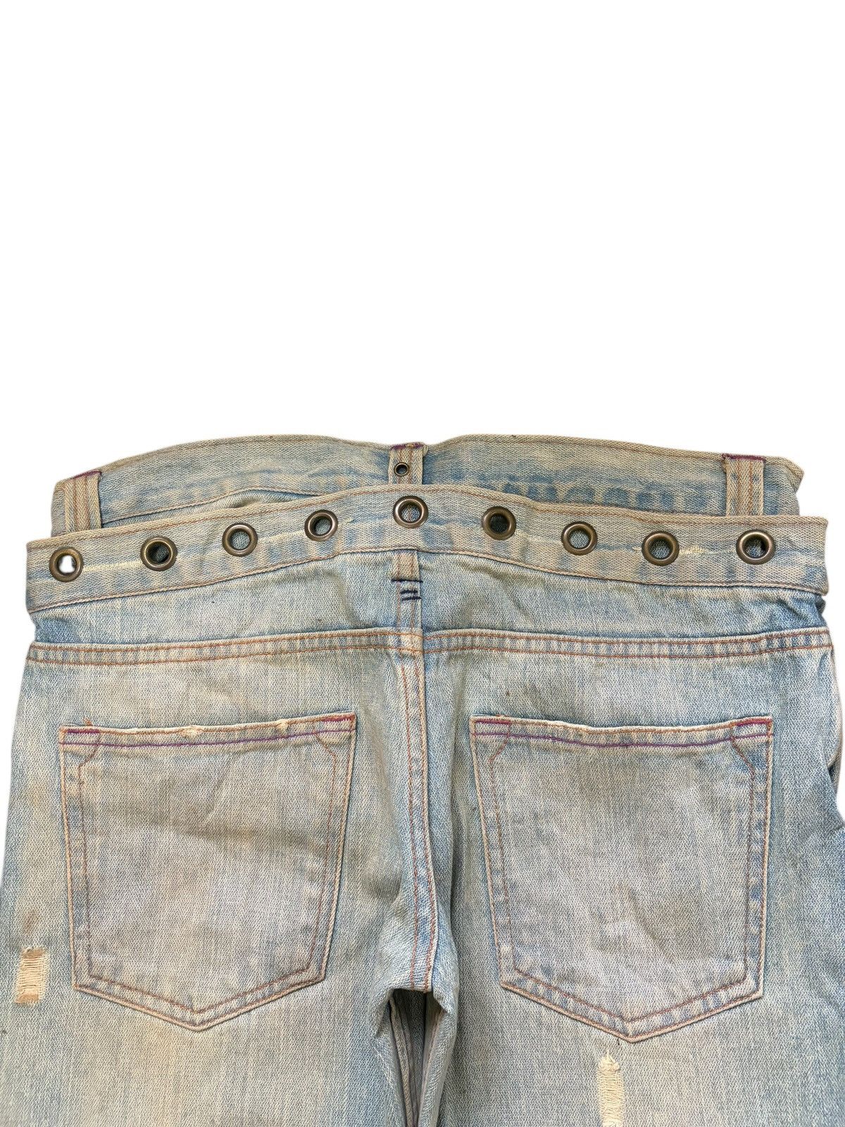 If Six Was Nine Vintage Nylaus Laced Up Double Waist Low Rise Flare Jeans Size 31" - 4 Thumbnail