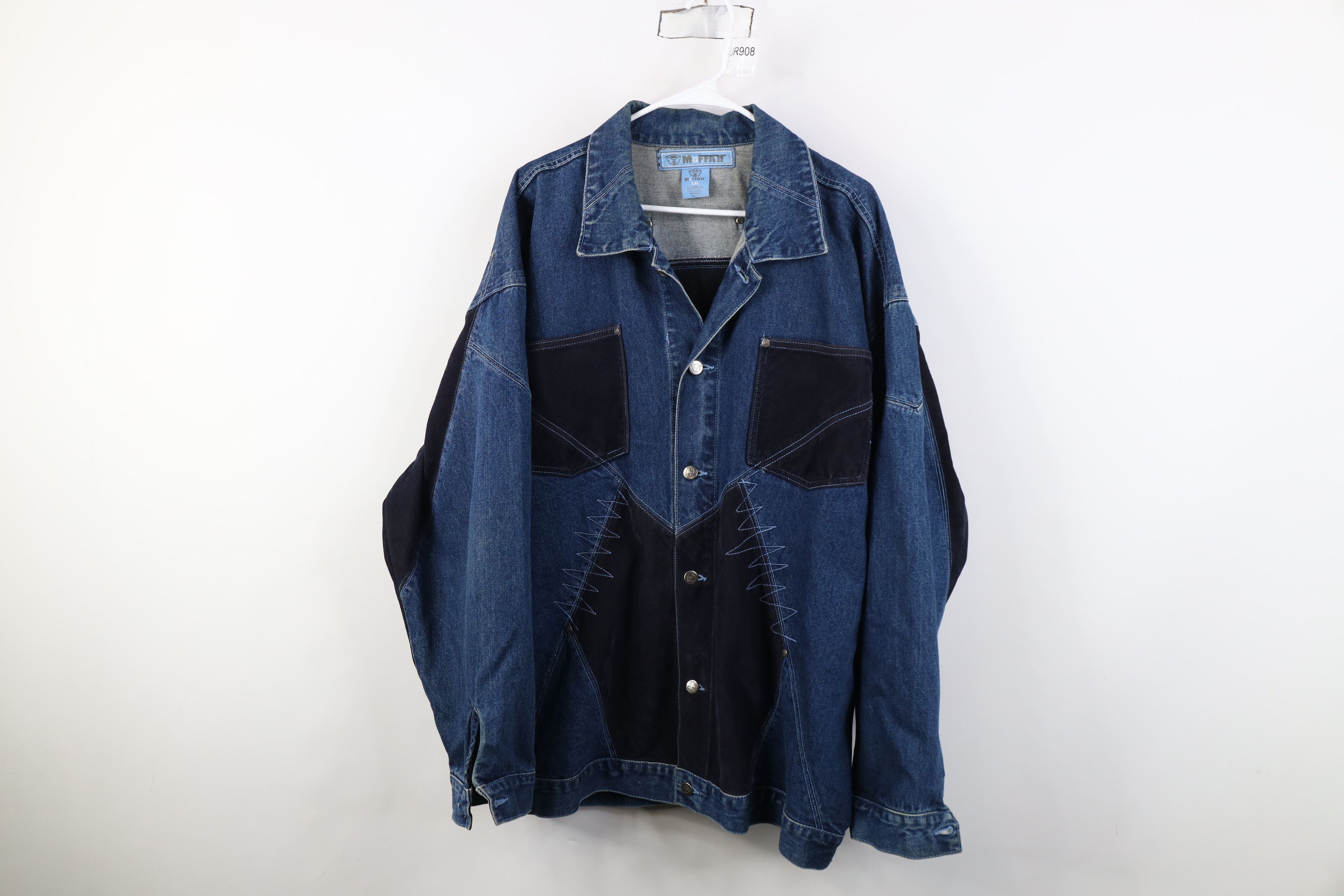 Vintage Vintage 90s Y2K Streetwear Block Baggy Denim Trucker Jacket Size US XXL / EU 58 / 5 - 1 Thumbnail
