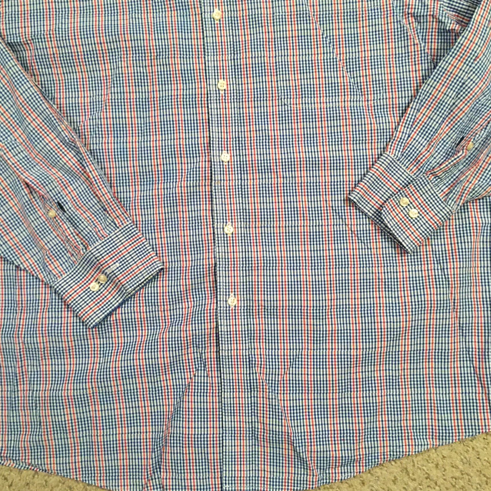 Tommy Hilfiger Tommy Hilfiger Shirt Mens 17.5 Blue Red Plaid Long Sleeve Button Up Size US XXL / EU 58 / 5 - 4 Thumbnail