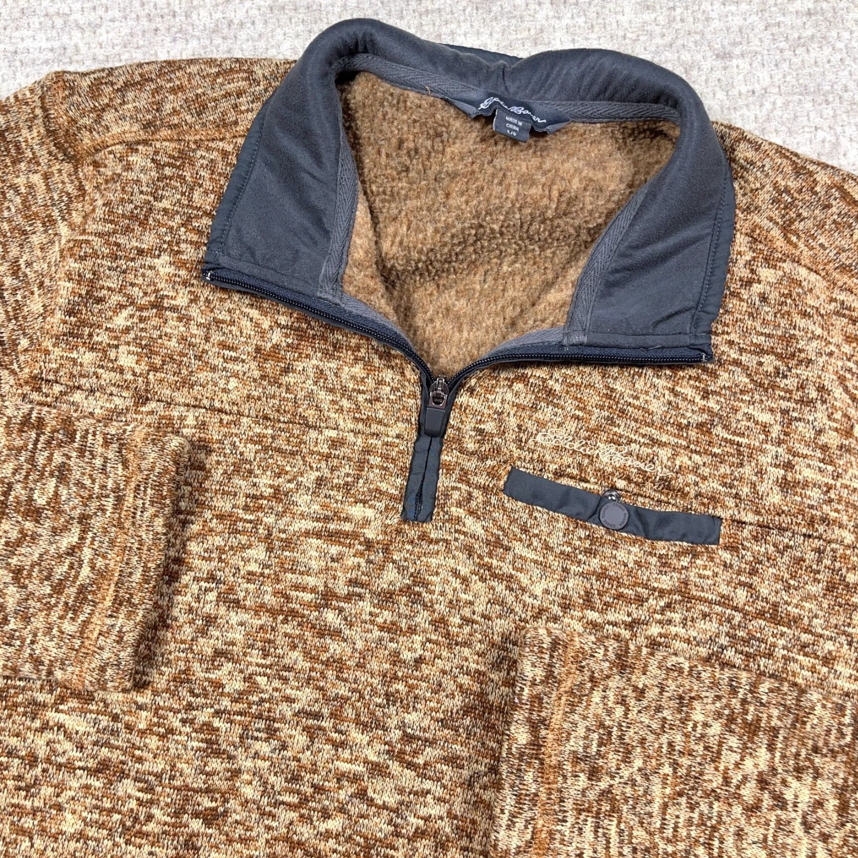 Eddie Bauer Eddie Bauer Sweater Men Large Brown Pullover Quarter Zip Fleece Jacket Heather Size US L / EU 52-54 / 3 - 2 Thumbnail