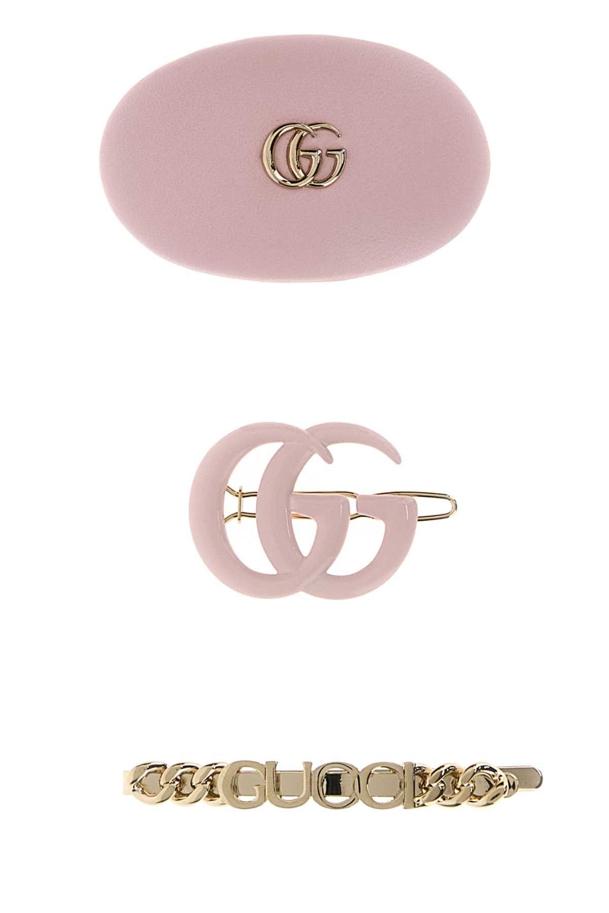 Gucci Two-Tone Leather And Metal Hair Clips Set Size ONE SIZE - 1 Thumbnail