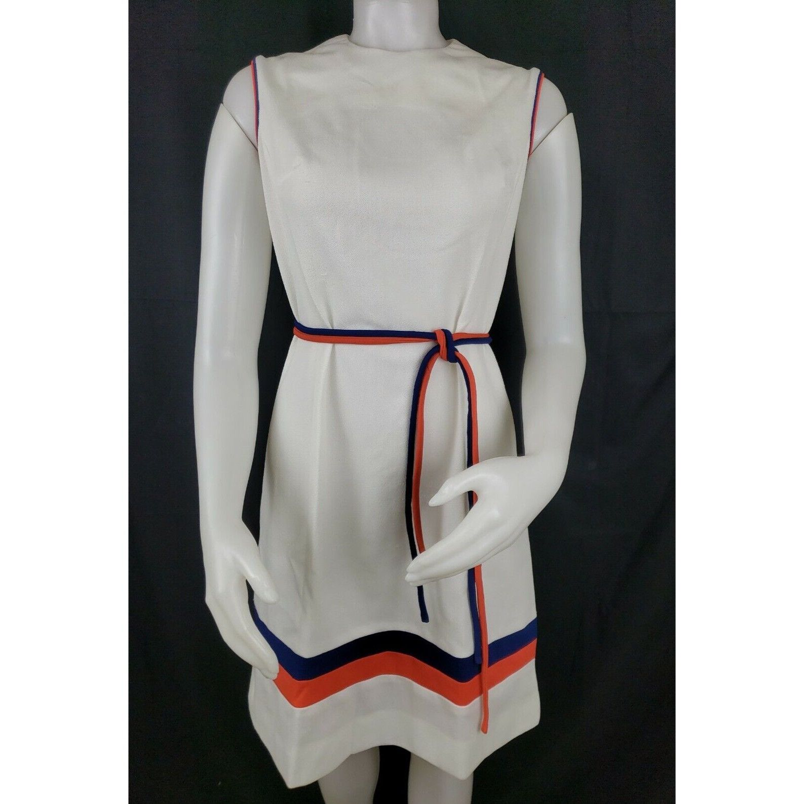 Vintage 60s Belted Knit Dress Sz 10 Sleeveless Hob Nobber Stewardess Size S / US 4 / IT 40 - 2 Thumbnail