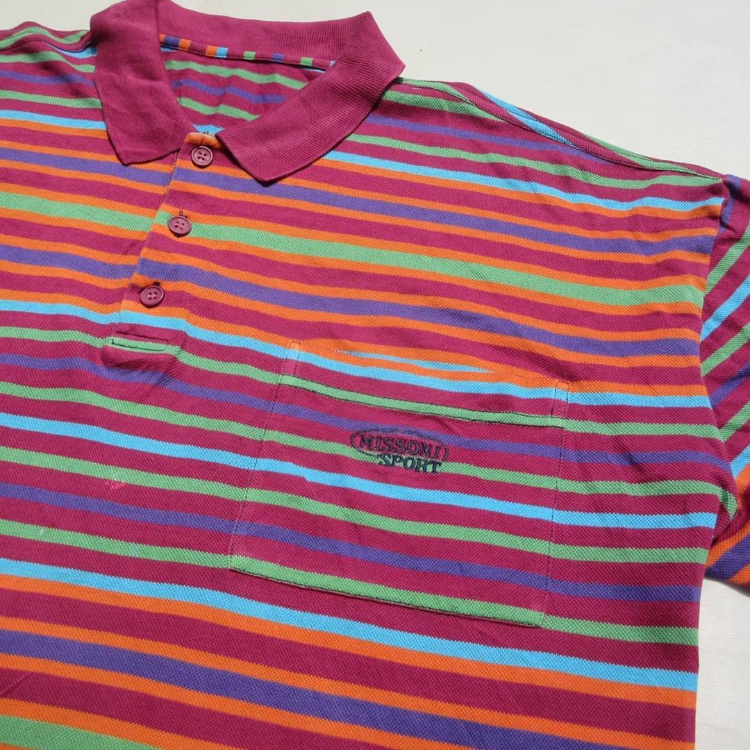 Missoni vintage 90s Missoni sport polo shirt Rainbow Vintage Stripes Size US M / EU 48-50 / 2 - 3 Thumbnail