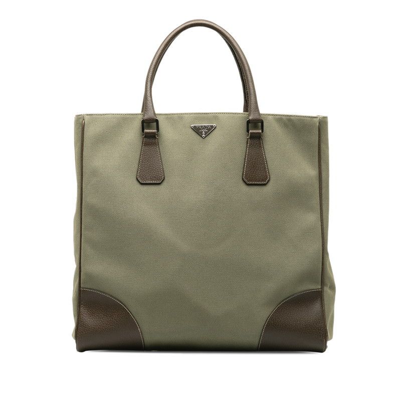 image of Prada Canvas Tote Bag in Bronze, Women's