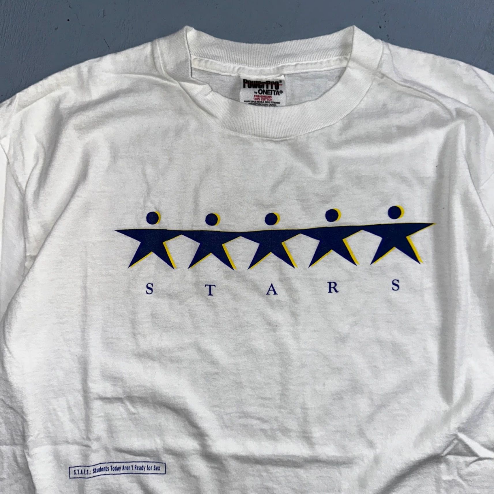 Vintage VINTAGE Oneita STARS T-Shirt Men's White Crew Neck Short Sleeve L Graphic Print 70s 80s 90s Vintage Theme Shirts Size US L / EU 52-54 / 3 - 3 Thumbnail