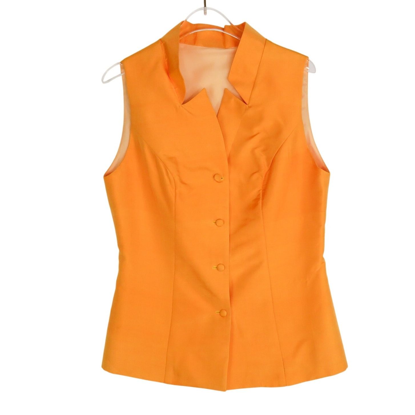 Vintage 1990s Vintage Orange Sleeveless Blouse Vest Top Small Size S / US 4 / IT 40 - 3 Thumbnail