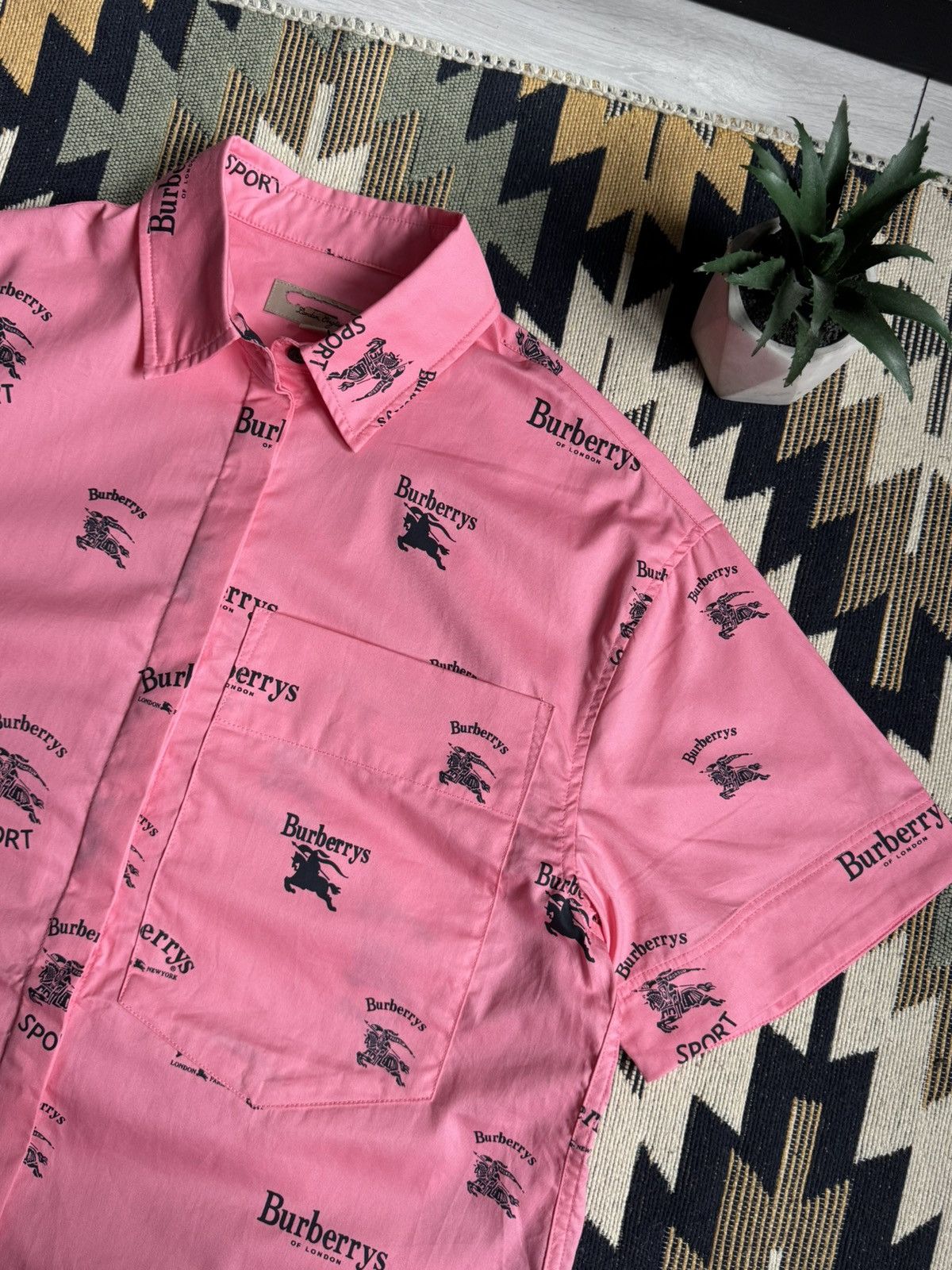 Other ❗️RARE❗️Burberrys Sport Monogram Short Sleeve Button Up Shirt Size US M / EU 48-50 / 2 - 5 Thumbnail