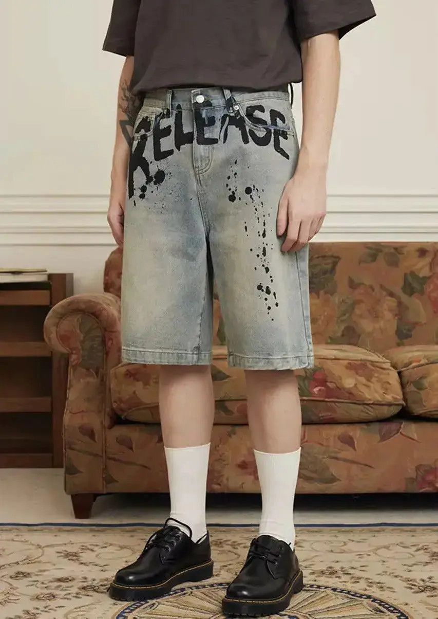 Japanese Brand Graffiti Paint Vintage Washed Jorts Shorts Size US 33 - 3 Thumbnail