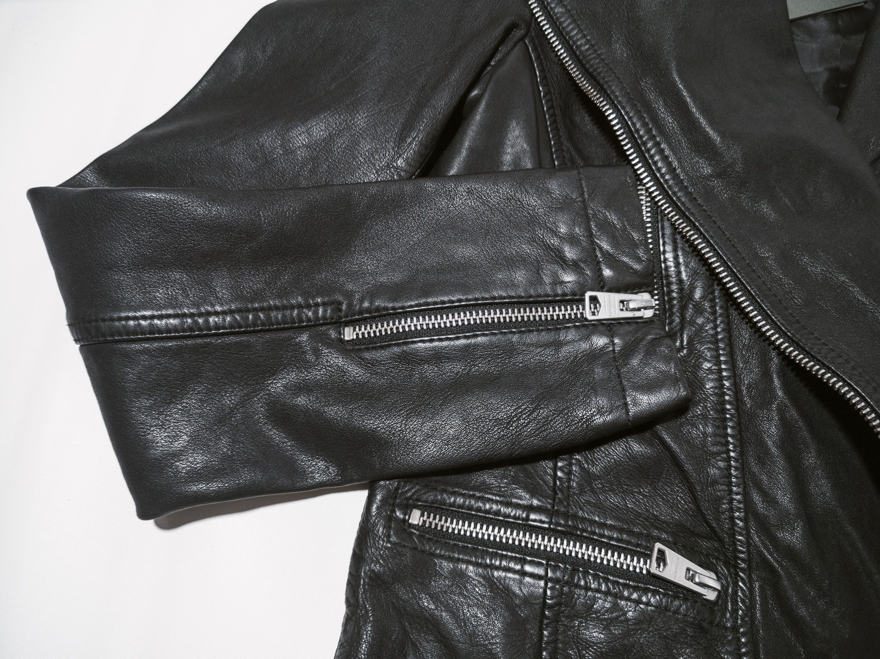 Allsaints MSRP 390€ Biker Leather Jacket M, black, used-look, short Size M / US 6-8 / IT 42-44 - 15 Thumbnail
