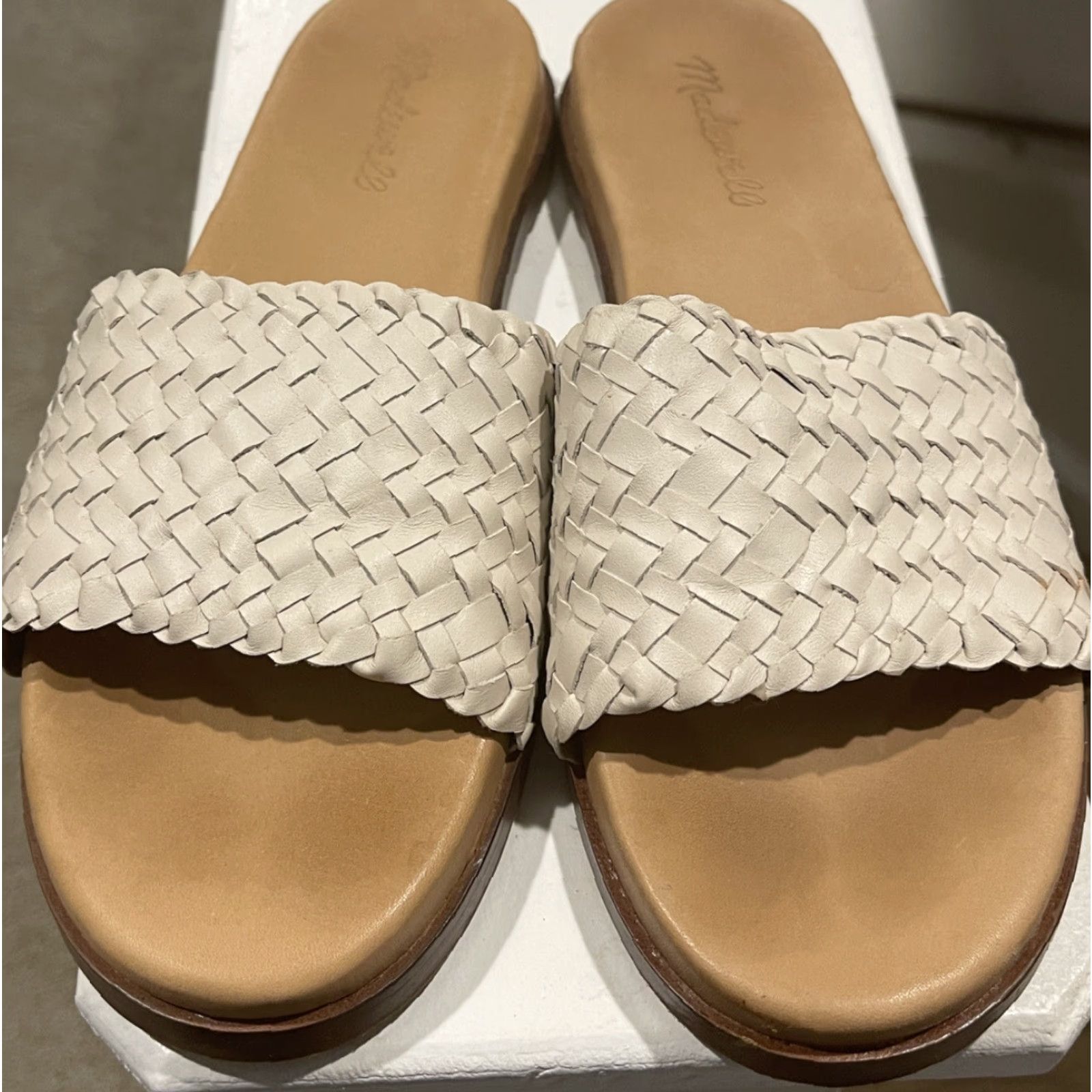 Madewell Madewell Womens Ne502 White Slides Size 8 - Slide, Leather, Flat, White, Women, Size 8 Size US 8 / IT 38 - 3 Thumbnail