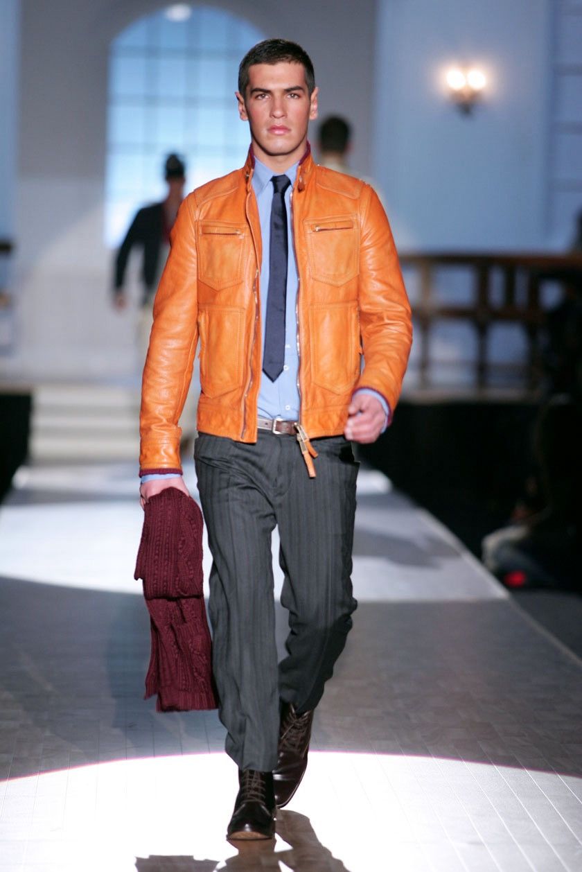 Dsquared2 Dsquared2 F/W 2005 Orange Cafe Racer Leather Jacket Size US M / EU 48-50 / 2 - 2 Thumbnail
