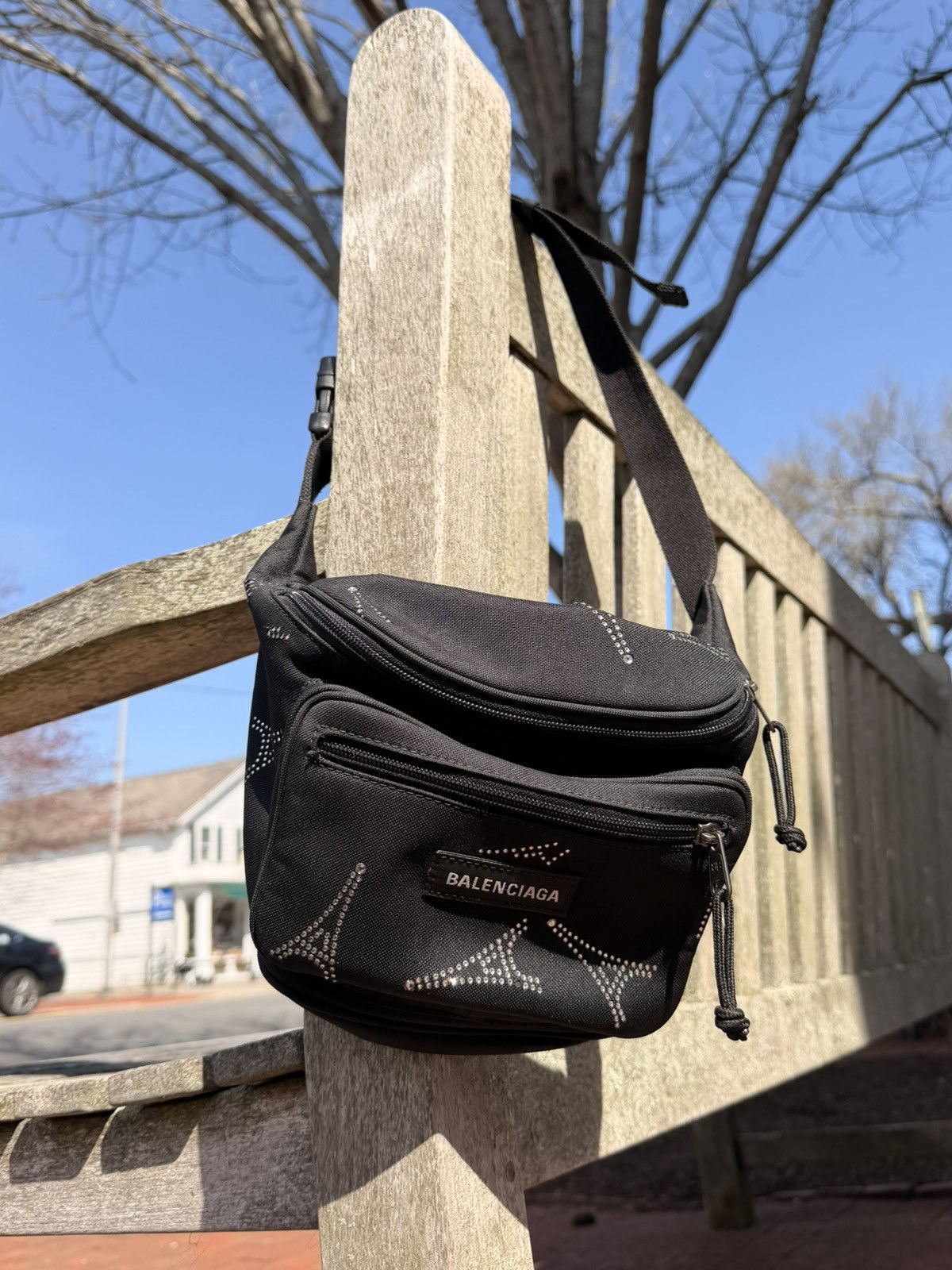 Balenciaga BALENCIAGA BLACK NYLON CRYSTAL EIFFEL TOWER FANNY PACK Size ONE SIZE - 18 Thumbnail