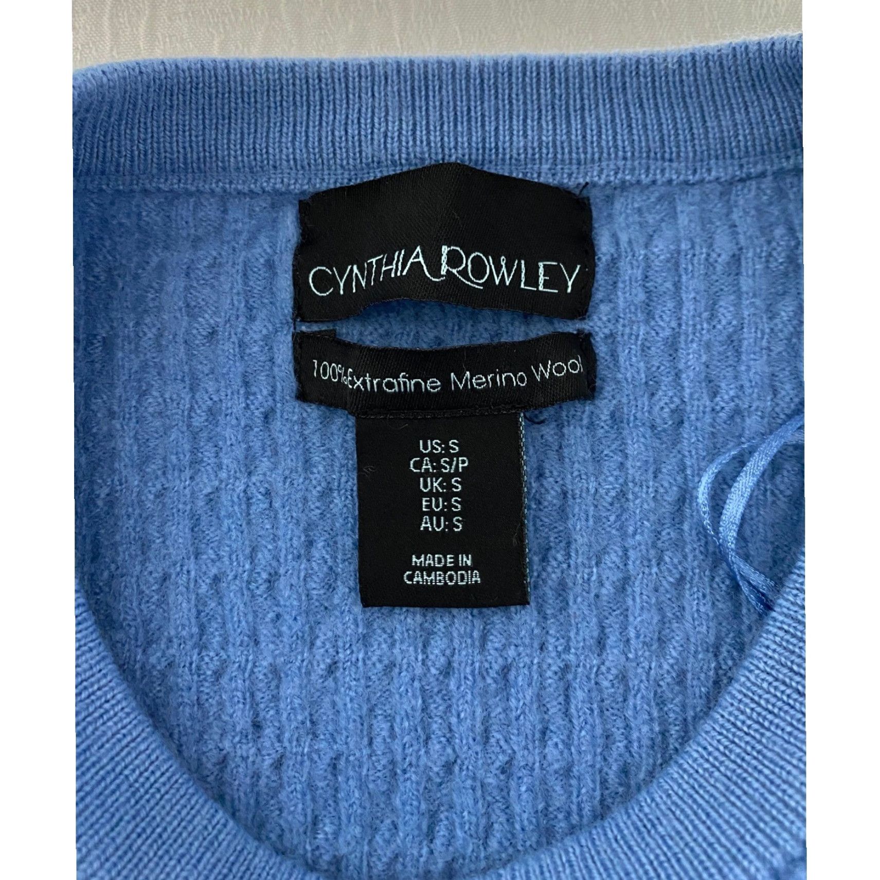 Cynthia Rowley Cynthia Rowley Womens Sweater Size S Blue 100% Extrafine Merino Wool Cable Knit Size S / US 4 / IT 40 - 5 Thumbnail