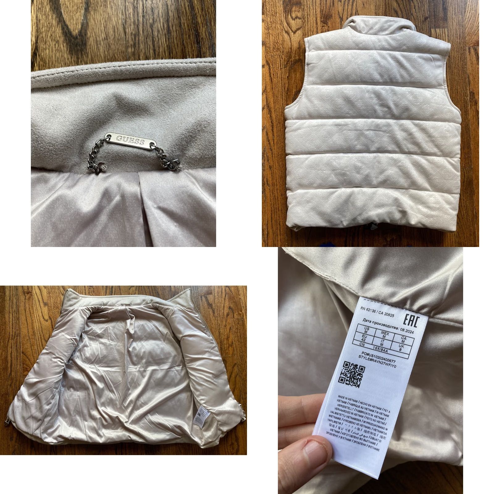 Guess NWT Guess Jemi Puffer Vest Womens Size Medium Cream Full Zip MSRP 58 NEW Size M / US 6-8 / IT 42-44 - 8 Thumbnail