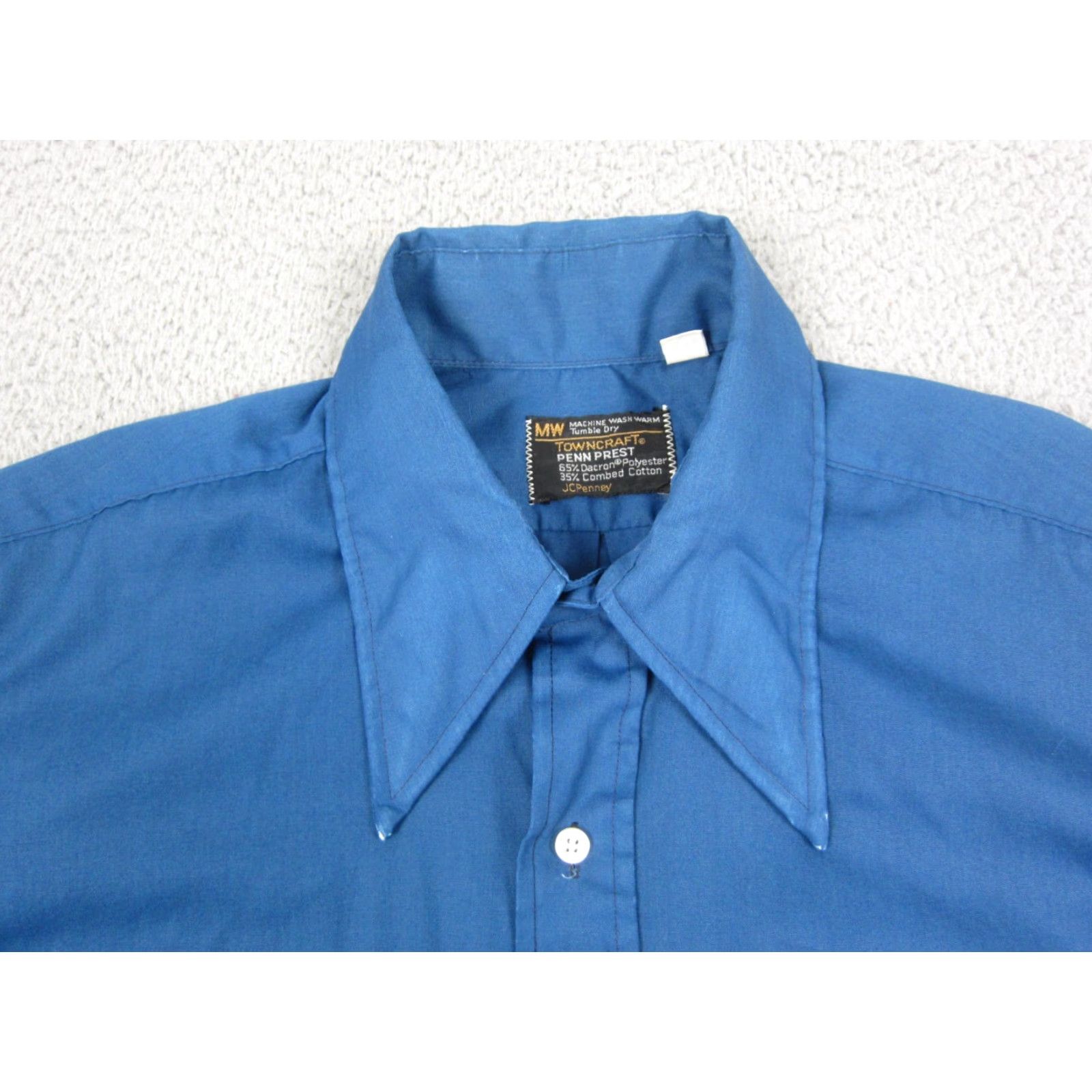 JCPenney TRUE Vintage Towncraft Shirt Mens L Blue Disco Leisure JCPenney 70s 80s Shirt Mens Blue Towncraft Button-Up Casual 60s 70s 80s HolidayMens Size US L / EU 52-54 / 3 - 3 Thumbnail
