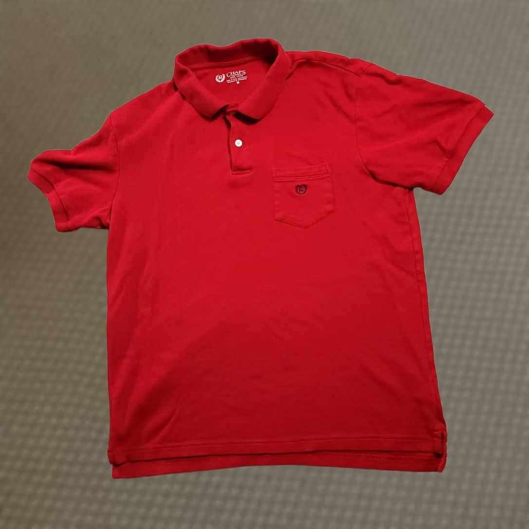 Chaps Chaps Polo Shirt Adult Medium Red Golf Short Sleeve Cotton Logo Pocket Mens Size US M / EU 48-50 / 2 - 1 Thumbnail