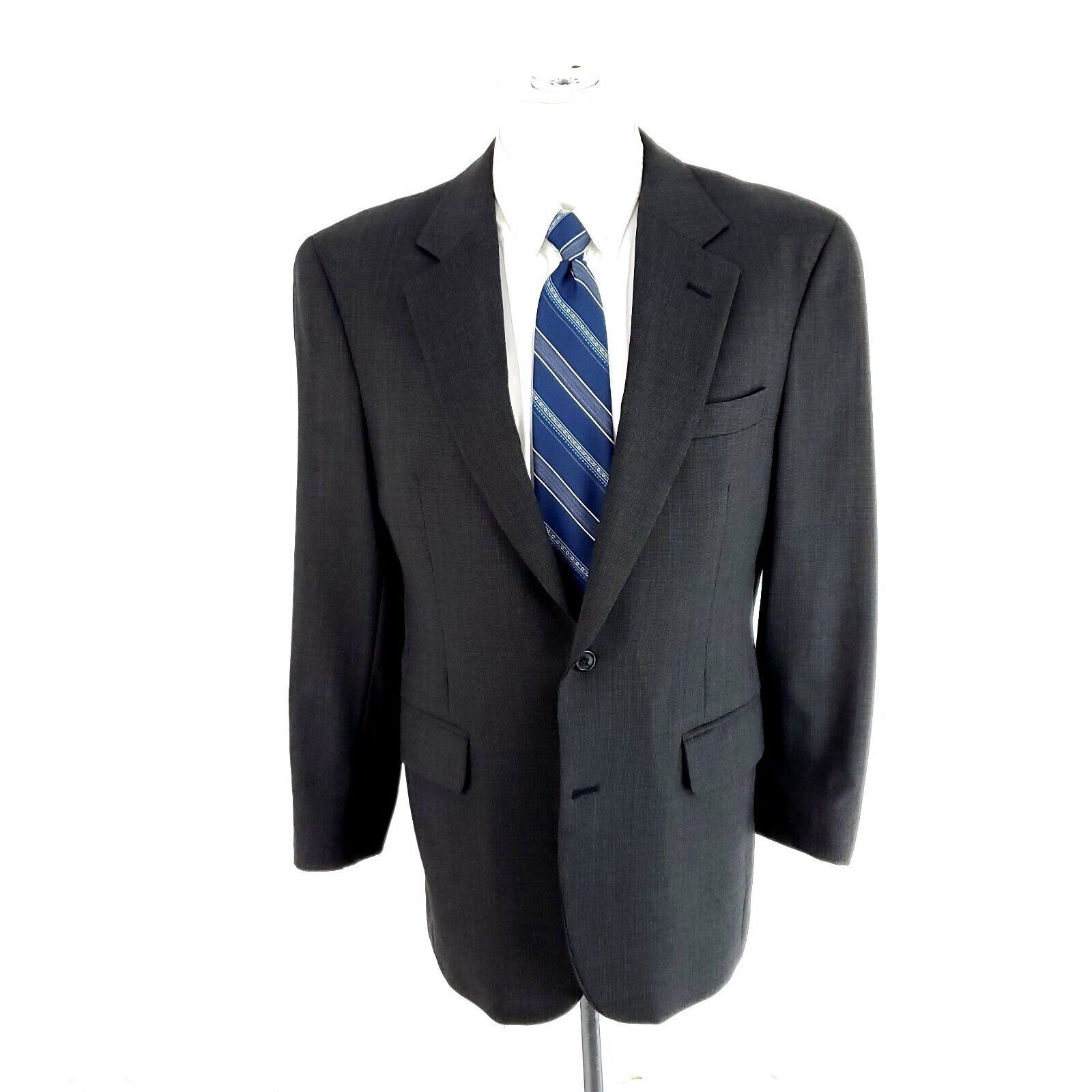 Jos. A. Bank Jos A Bank Wool 2 Button Blazer 40R Gray Star Check Sport Co Size 40R - 3 Thumbnail