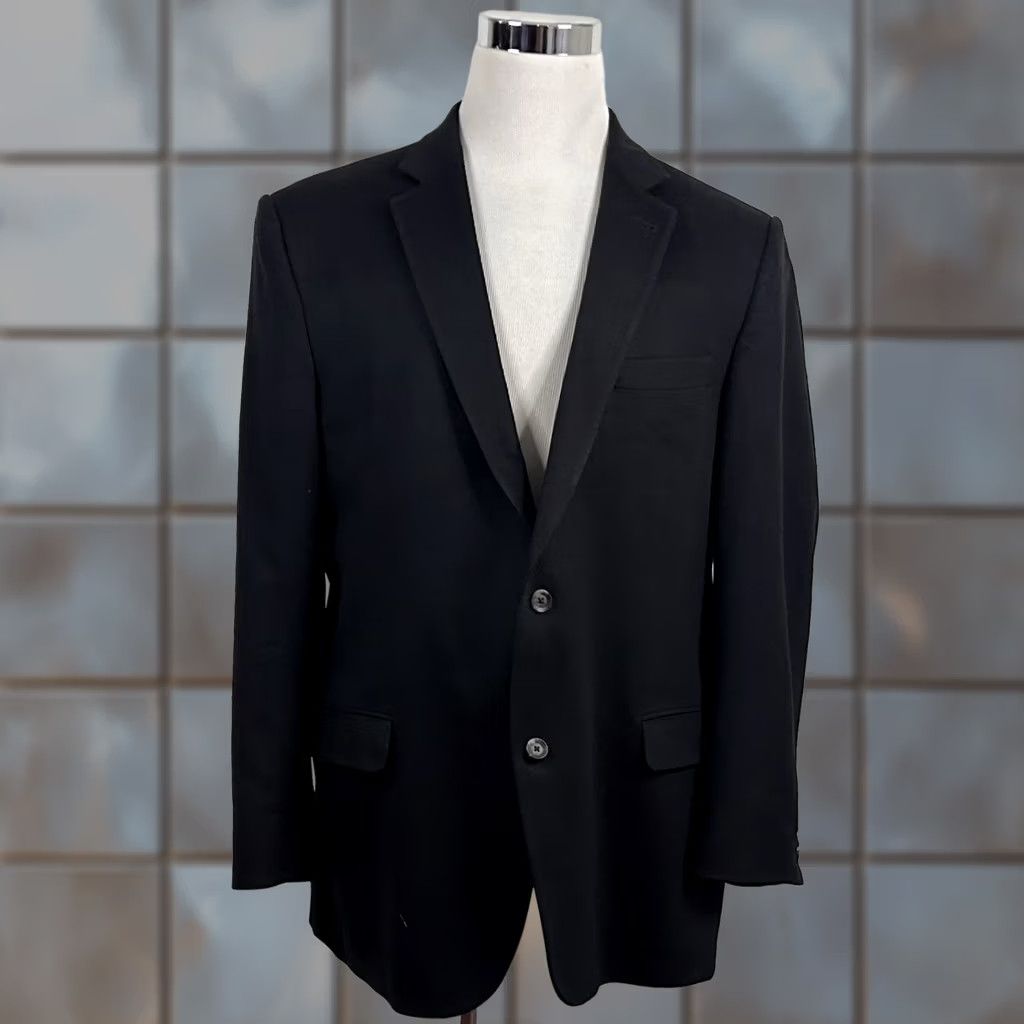 Jack Victor VINTAGE Jack Victor Sport Coat Black 46L 2 Button Notch Loro Piana Cashmere Double-Vented Mens Regular Coat Size US XS / EU 42 / 0 - 1 Thumbnail