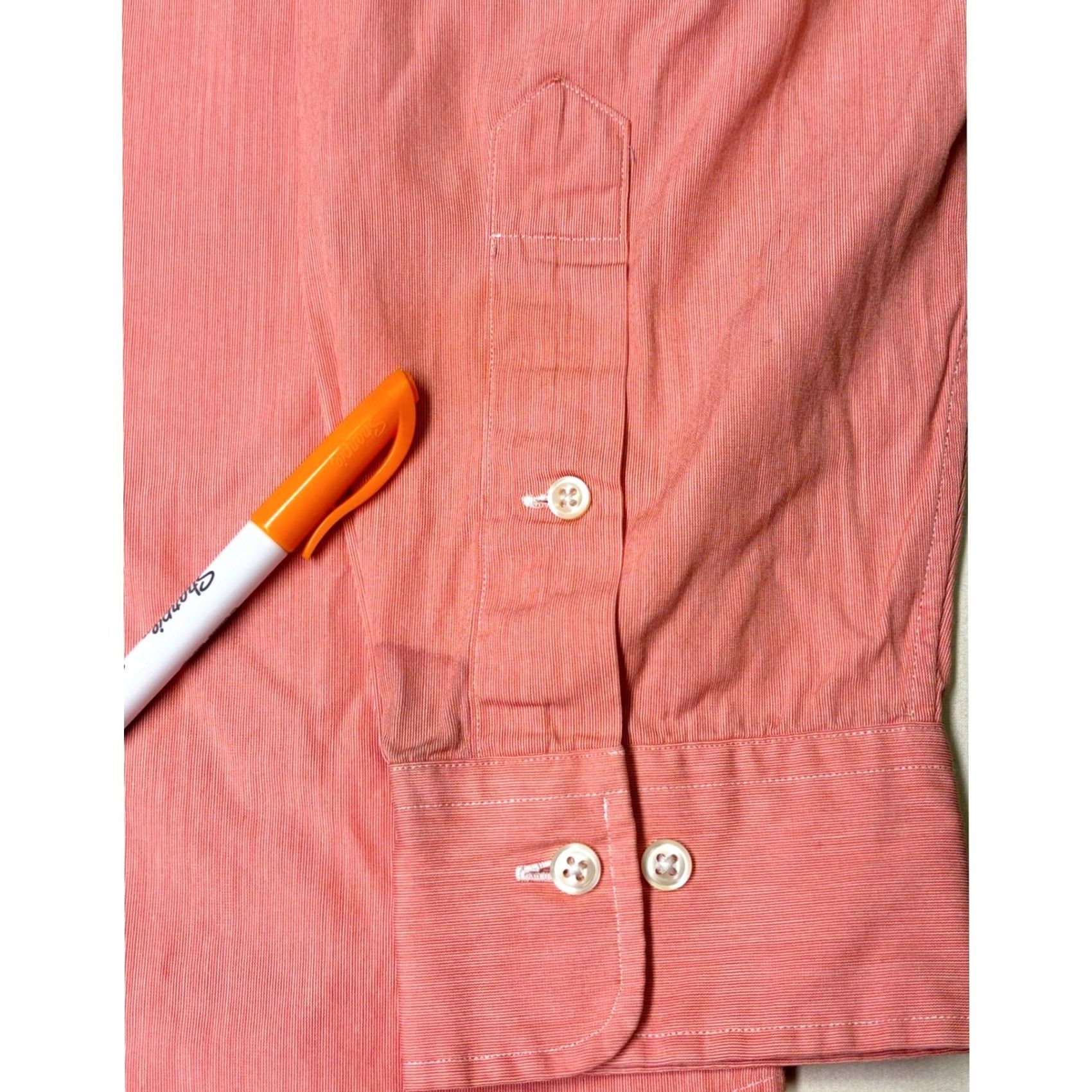 Polo Ralph Lauren Polo Ralph Lauren Dress Shirt Mens 17/35 Salmon Pink Long Sleeve Button-Down 100% Cotton Size 42R - 3 Thumbnail