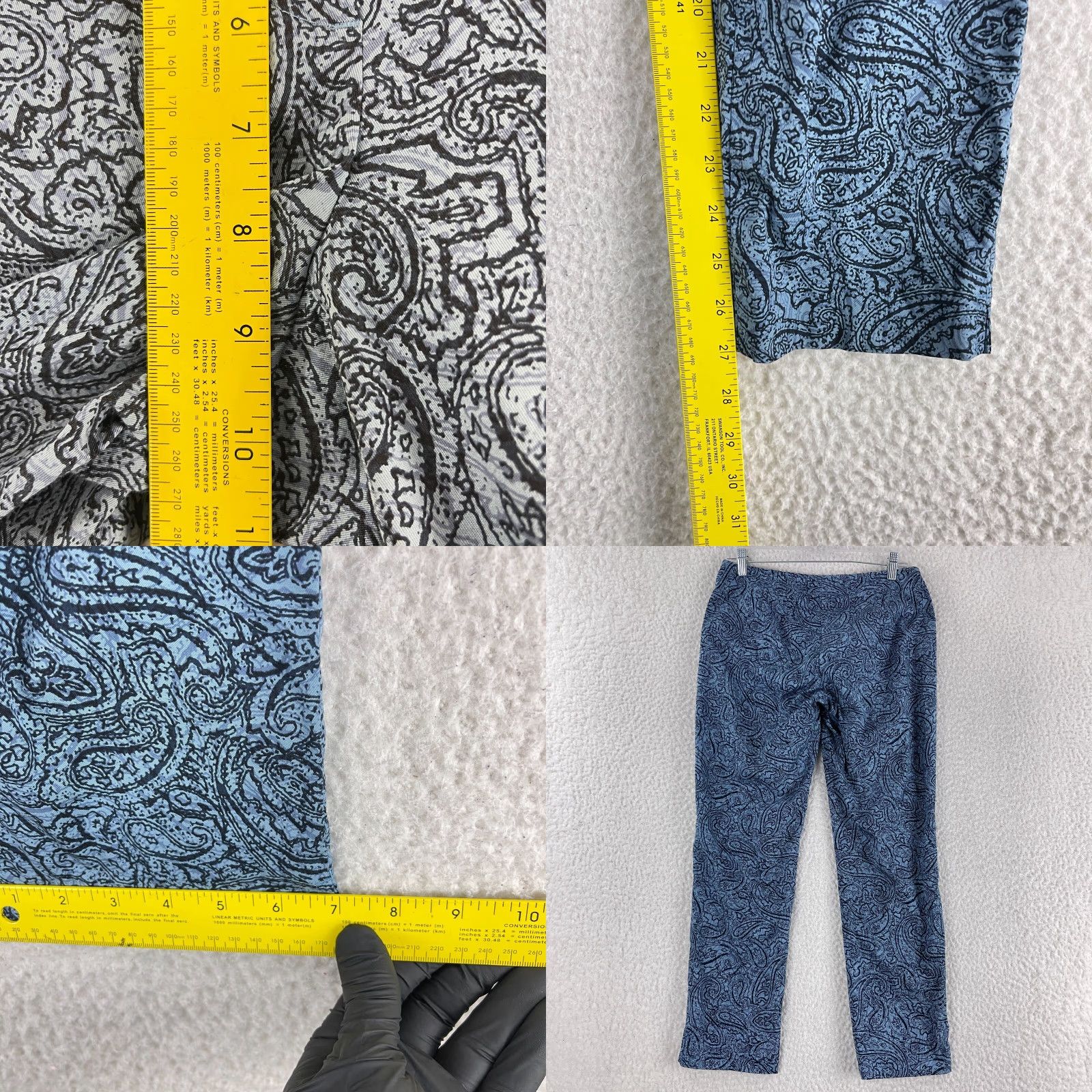 J. Jill J. Jill Blue Paisley Ankle Length Pants Womens Mid-Rise Flat Front Size 6 Size 28" / US 6 / IT 42 - 8 Thumbnail