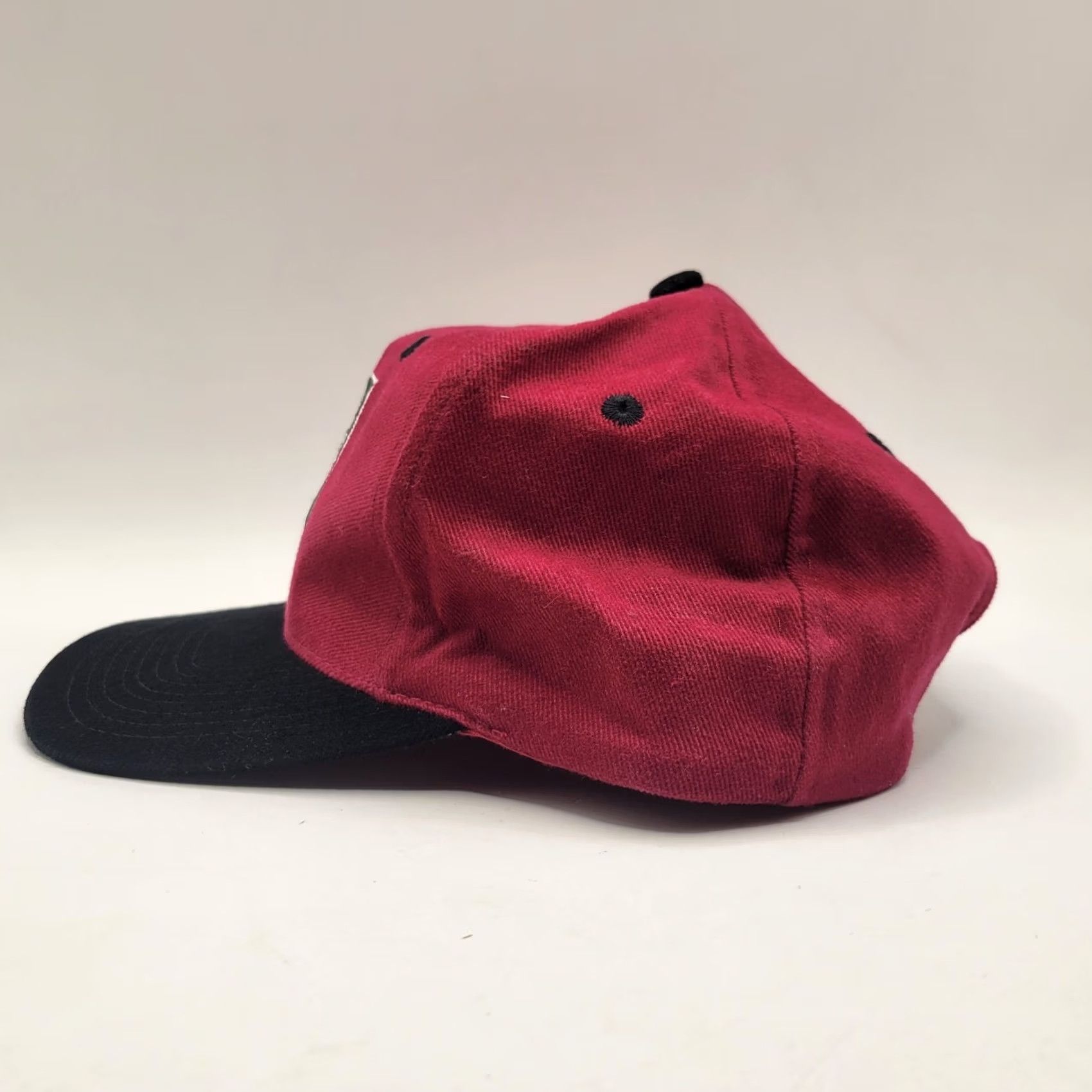 VINTAGE ABC Sports Hat SnapBack 90s Maroon Black Twill Embroidered Adult One Size Mens