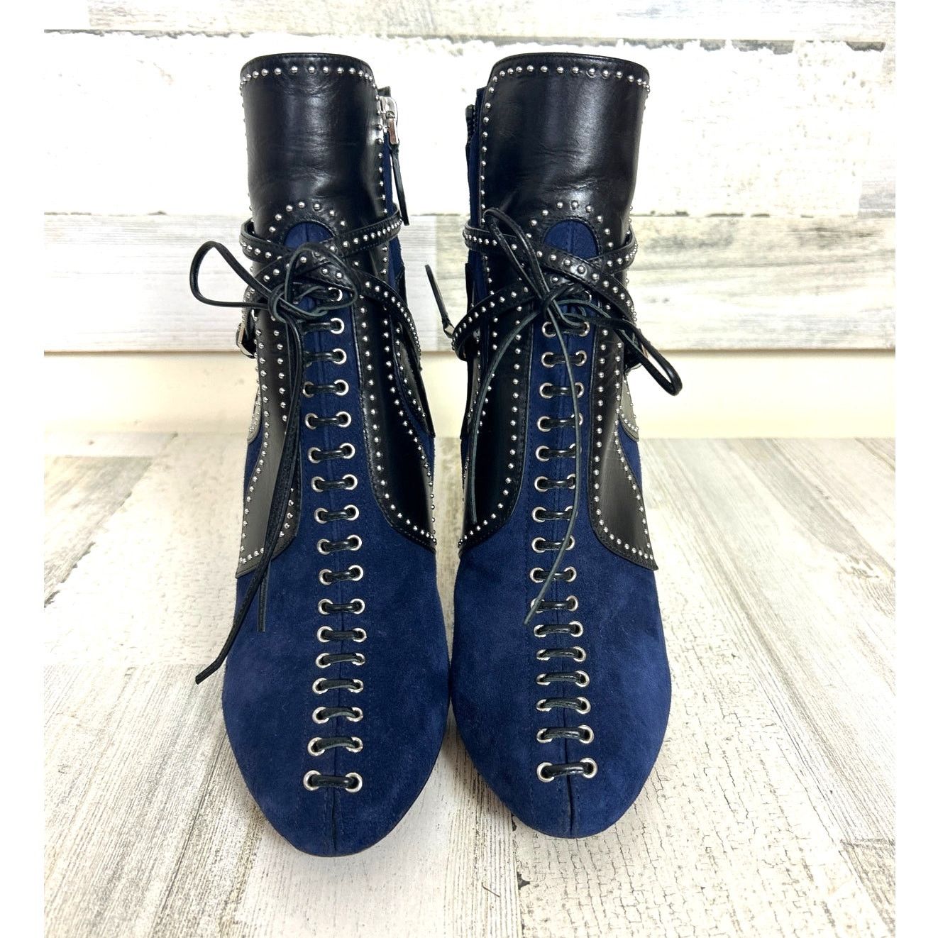 Alaia Alaia Paris womens 8 blue suede black leather ankle boot Size US 8 / IT 38 - 2 Thumbnail
