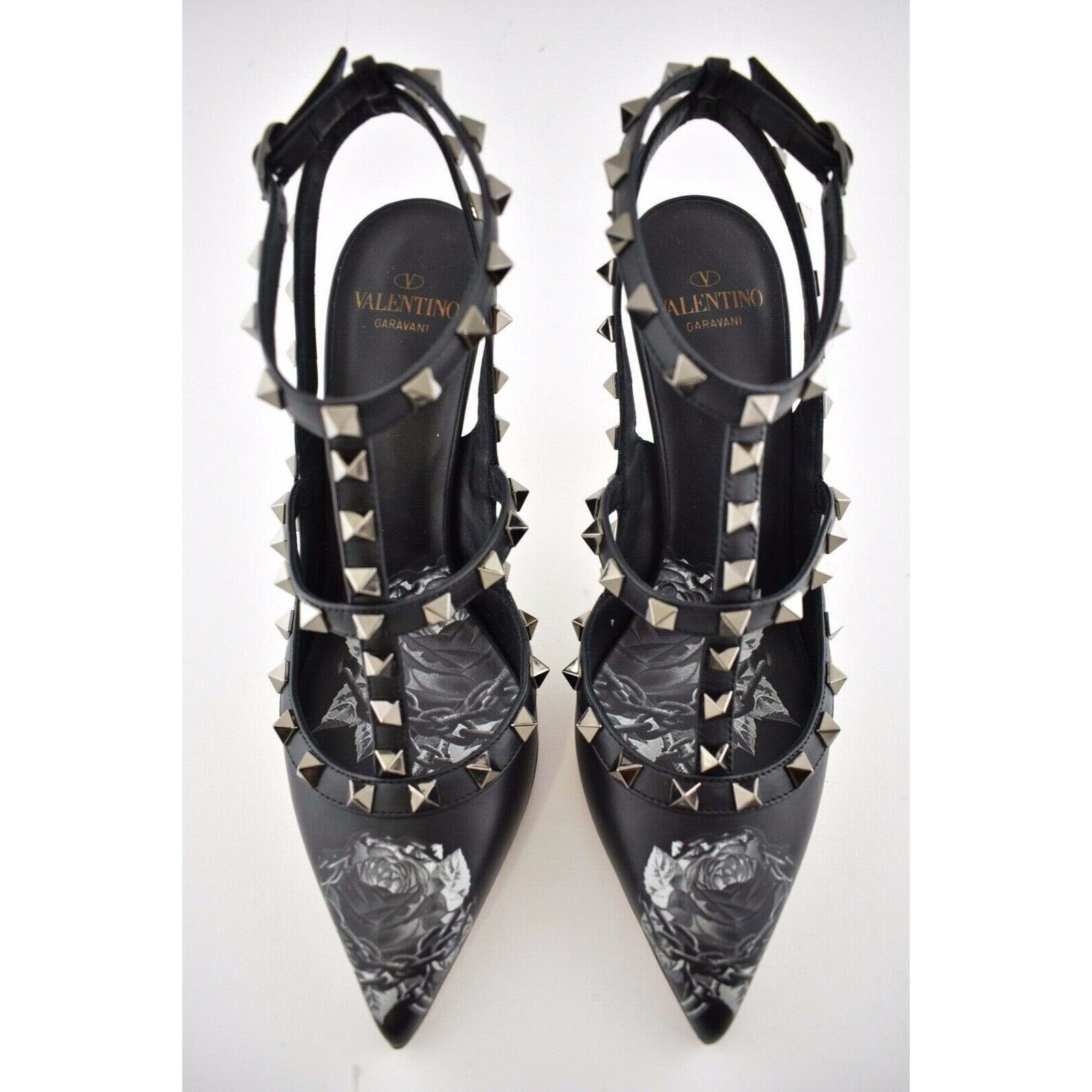 Valentino Rockstud Undercover Leather T Strap Pointed Heel Pump 37.5 Size US 7.5 / IT 37.5 - 6 Thumbnail