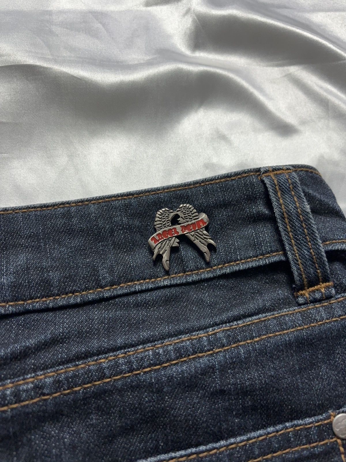 Japanese Brand × Vintage Angel devil Italian vintage washed denim mini skirt Size 27" / US 4 / IT 40 - 4 Thumbnail