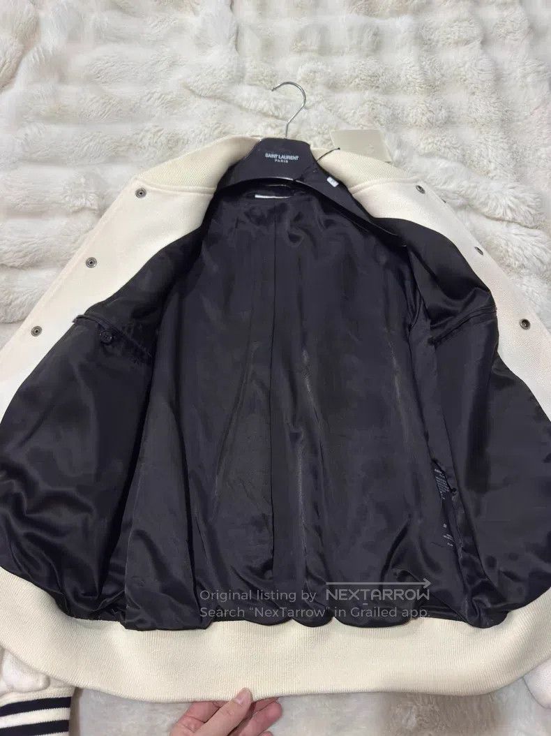 Saint Laurent Paris Saint Laurent Paris White Teddy Baseball Jacket Size US M / EU 48-50 / 2 - 4 Thumbnail