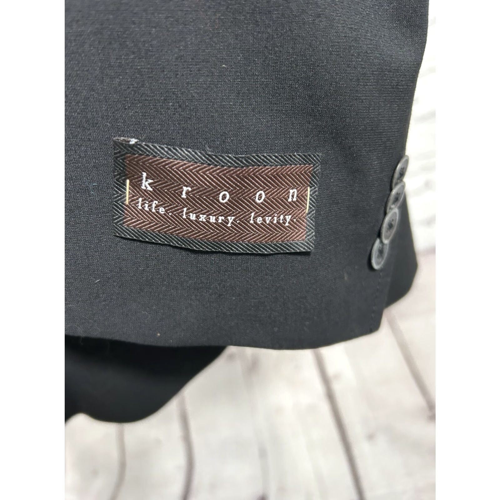 Vintage Kroon Jacket Solid Black Button Up Wool Blend Inner Pockets Men’s XL Long Mid-Length Workwear Casual Size US XL / EU 56 / 4 - 7 Thumbnail