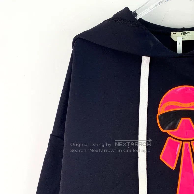 Fendi Fendi Black Karl Lagerfeld Embroidery Hooded Drawstring Lo Size S / US 4 / IT 40 - 3 Thumbnail