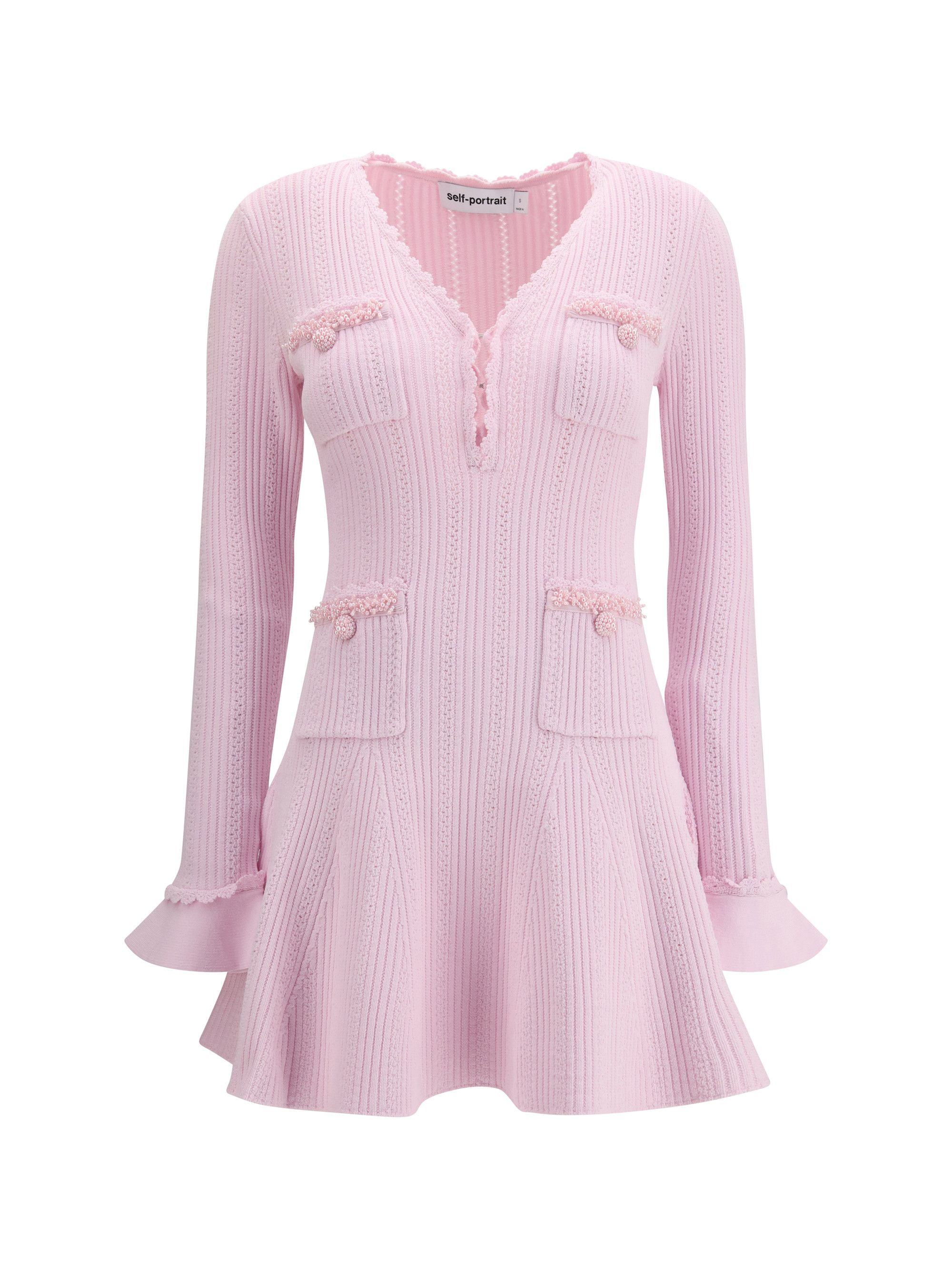 Pearl trim knit mini Dress