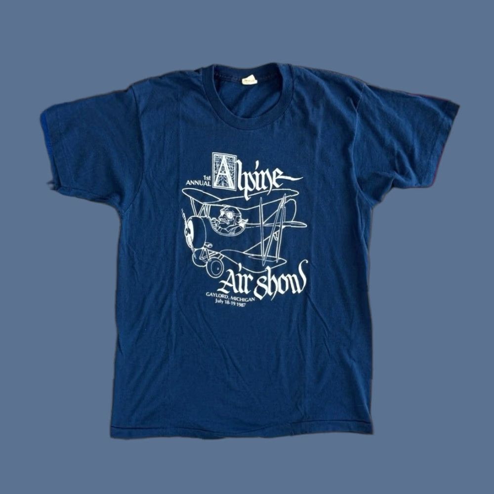 Vintage VINTAGE 80s Alpine Air Show Planes Airplane T-Shirt Size Medium Made In USA Blue Crew Neck Short Sleeve Men M Size US M / EU 48-50 / 2 - 1 Thumbnail