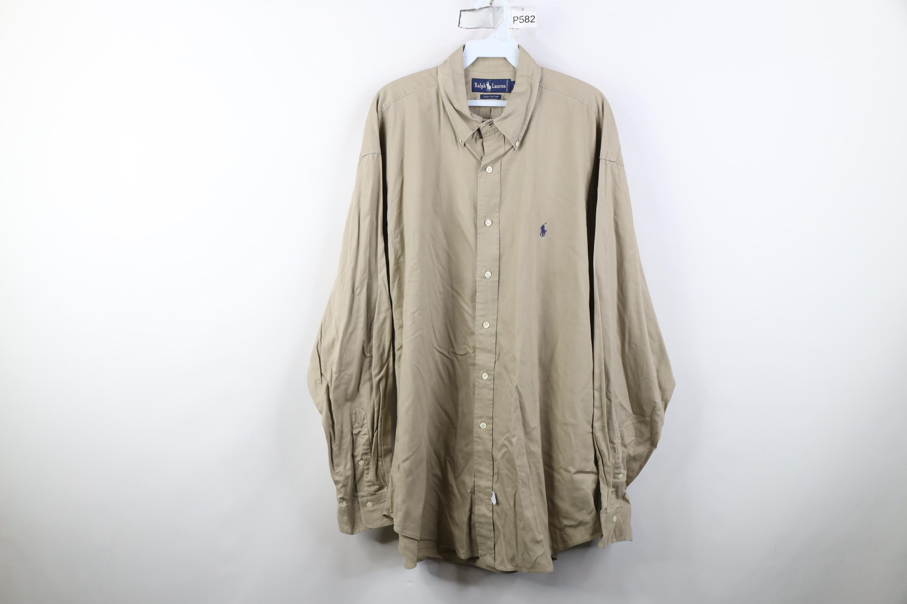 Polo Ralph Lauren Vintage 90s Ralph Lauren Button Down Shirt Beige Cotton Size US XL / EU 56 / 4 - 1 Thumbnail