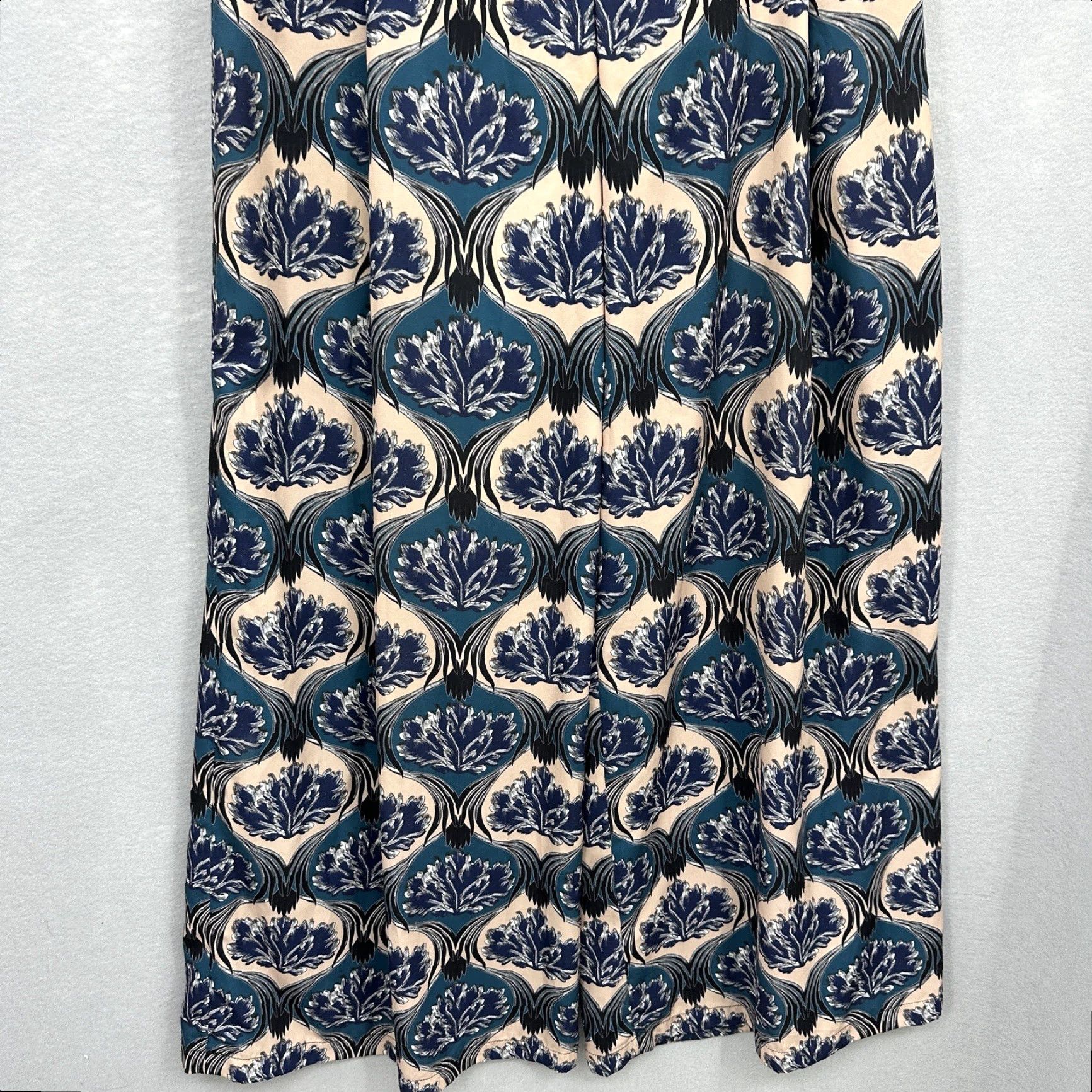 Vintage Yigal Azrouel Pants Womens 2 Flare Trousers Floral Palazzo Wide Leg Blue Paperbag 90s Bohemian Womens Size 26" / US 2 / IT 38 - 7 Thumbnail