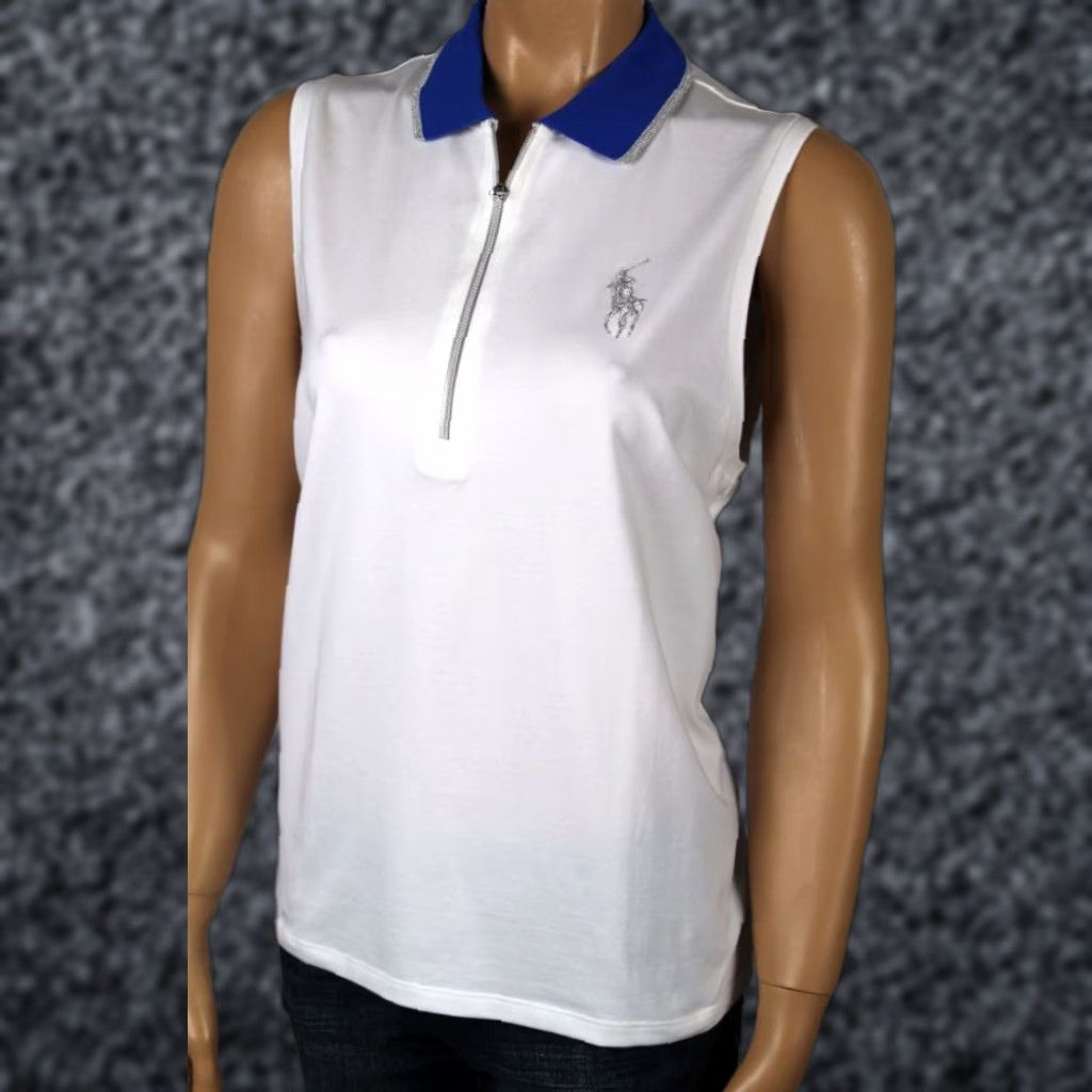 Ralph Lauren Ralph Lauren Golf White Pima Cotton Silver Big Pony Half Zip NWT XL Womens Size XL / US 12-14 / IT 48-50 - 1 Preview