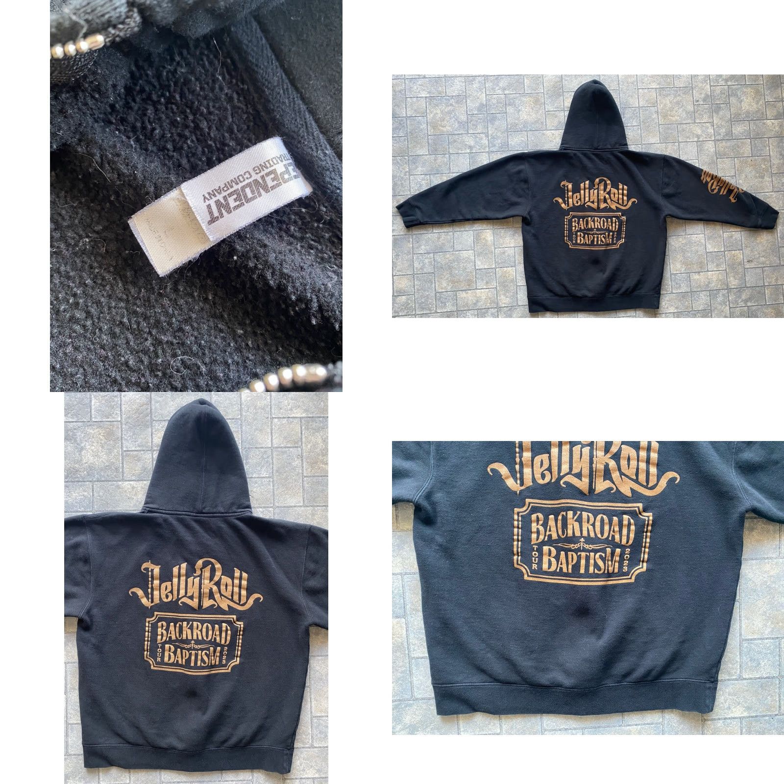 Vintage Jelly Roll MENS Large Backroad Baptism Tour 2023 Black/Gold Zip Hoodie Jacket Men's L Full Zip Zipper Graphic Print Size US L / EU 52-54 / 3 - 9 Thumbnail