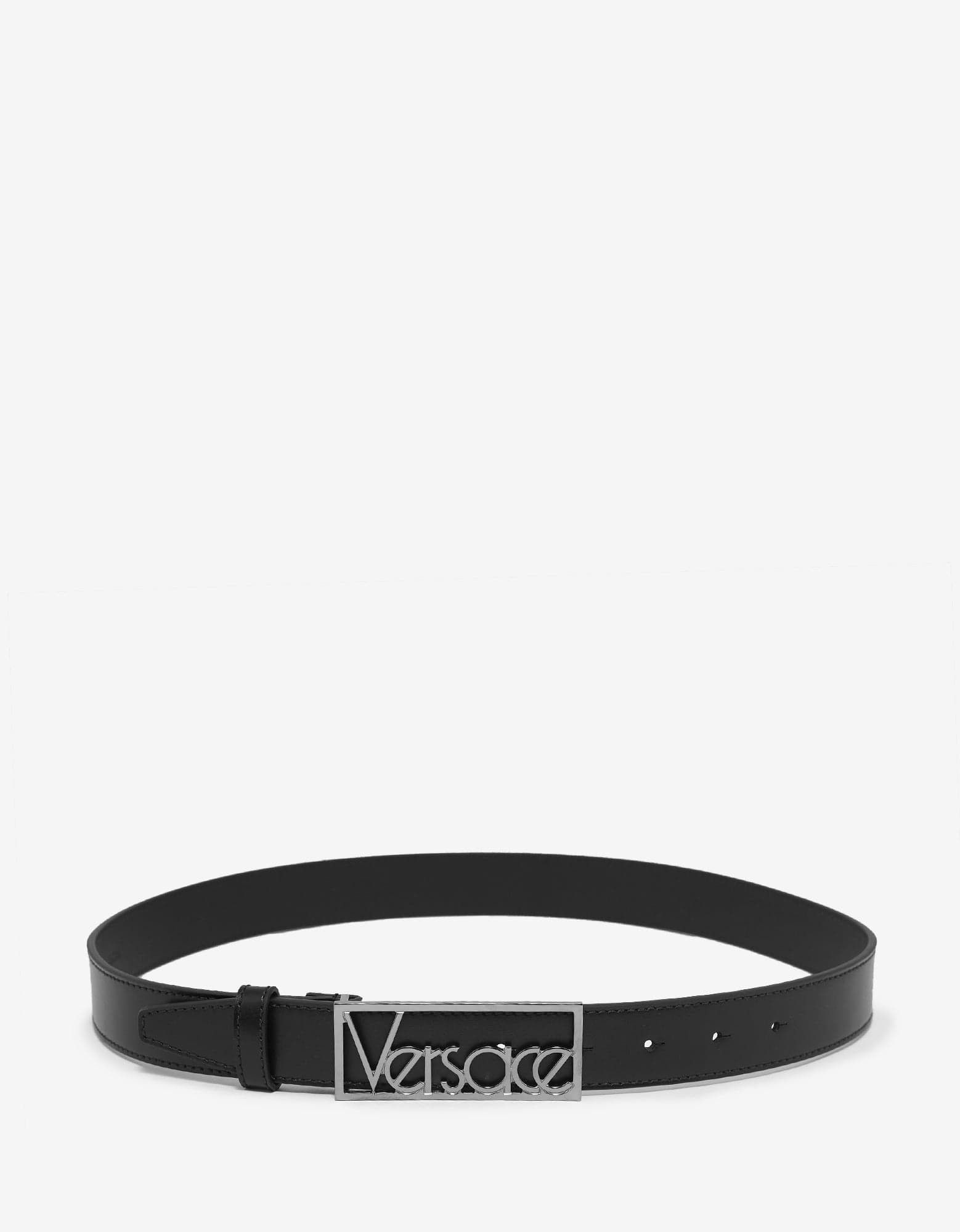 Versace Versace Black Leather Belt with Silver Vintage Logo Buckle Size 38 - 2 Thumbnail
