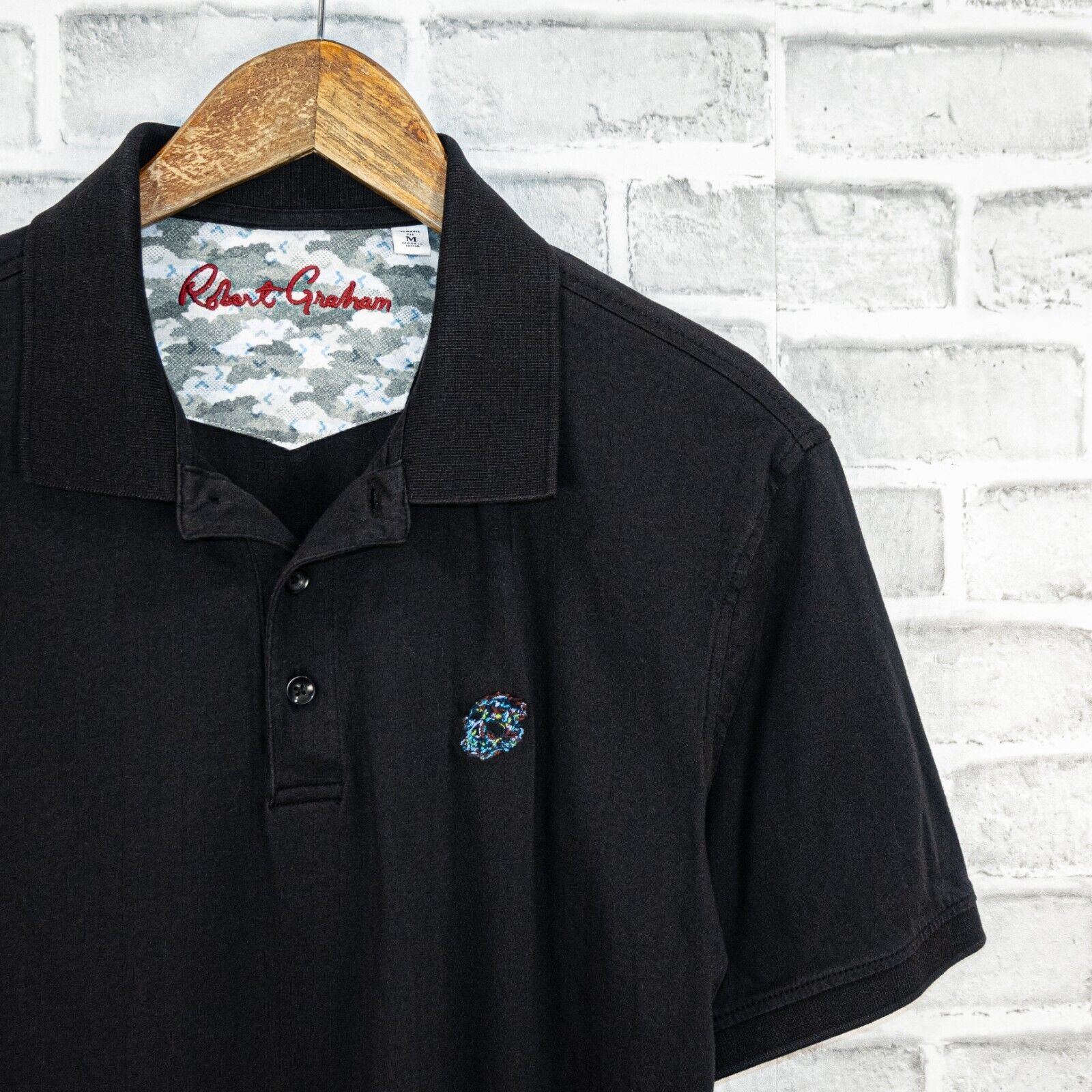 Robert Graham Robert Graham Men's Short Sleeve Polo Shirt in Black Cotton Size US M / EU 48-50 / 2 - 3 Thumbnail